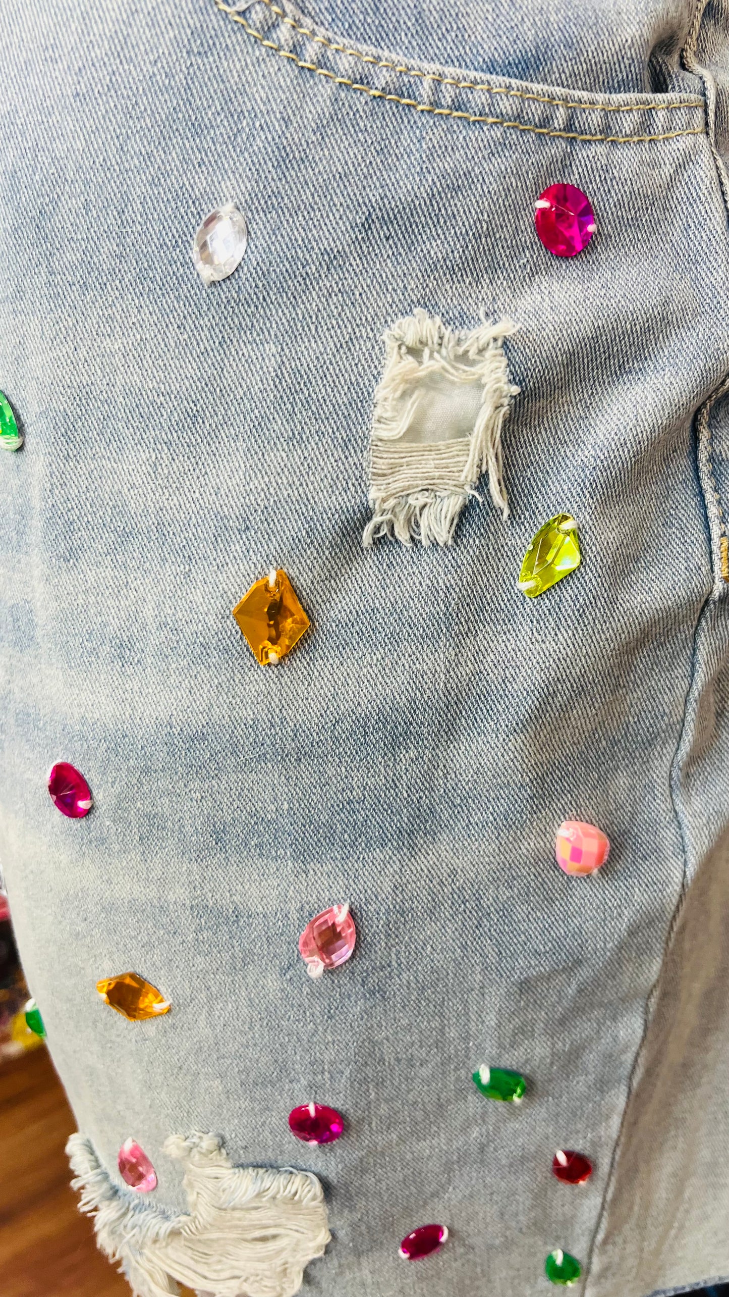 Denim Rhinestone Shorts- New w/Tags (22)