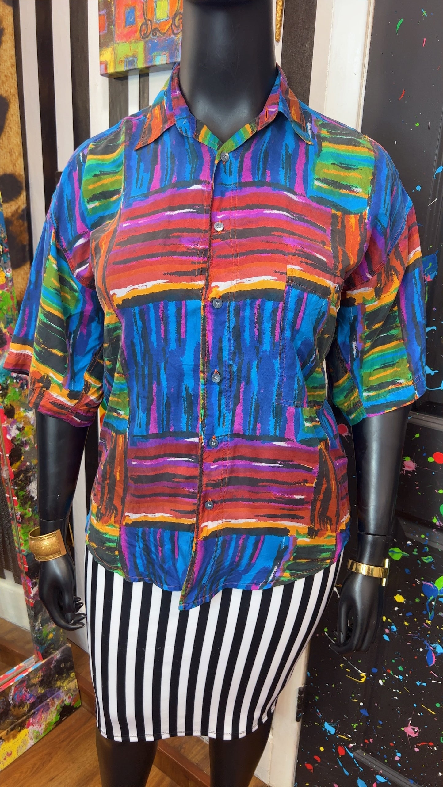 Vintage Abstract 90’s 100% Silk Blouse (16)