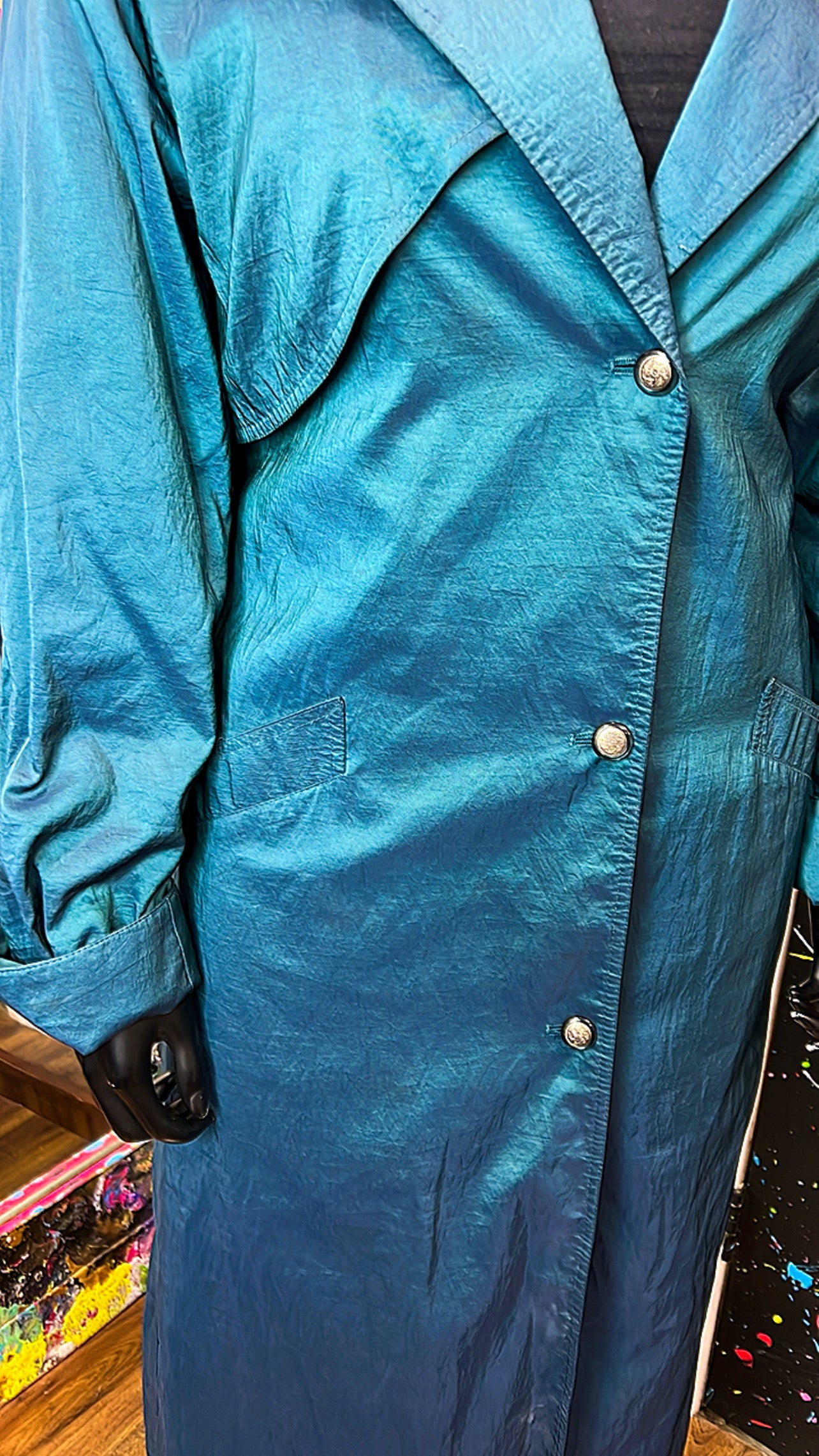 Vintage Teal Trench Coat w/ Belt (14)