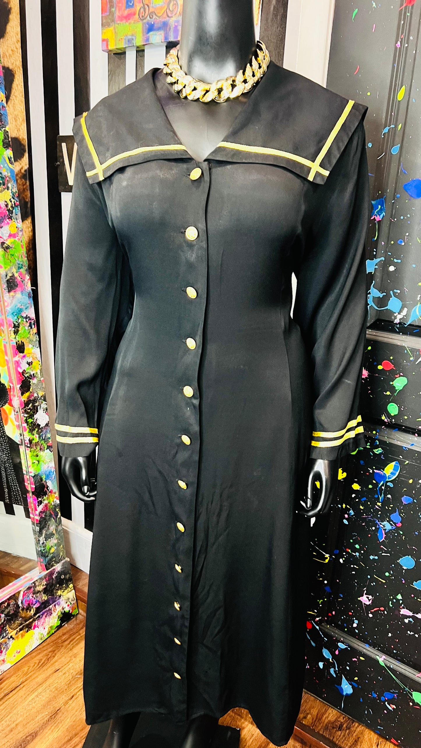Vintage Black & Gold Sailor Dress (24)