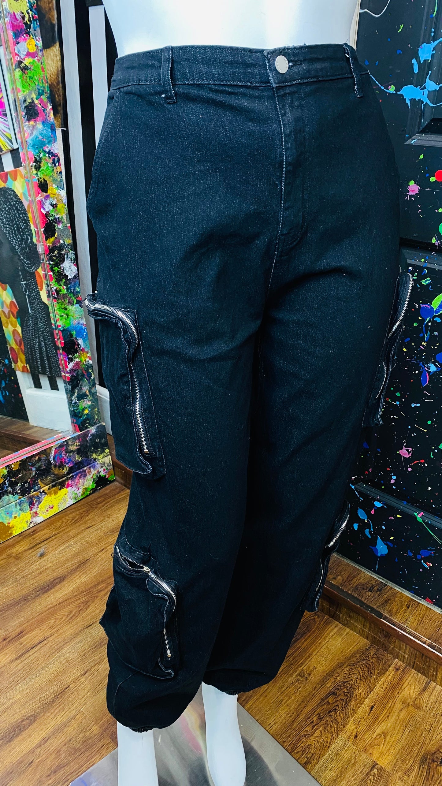 Black Cargo Pants- Has Stretch (20)
