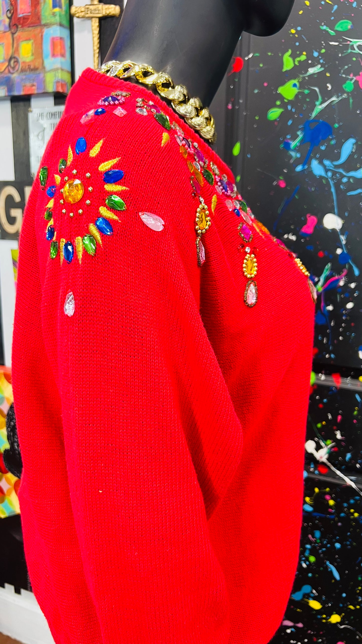 Vintage Red Jewel Sweater (22)