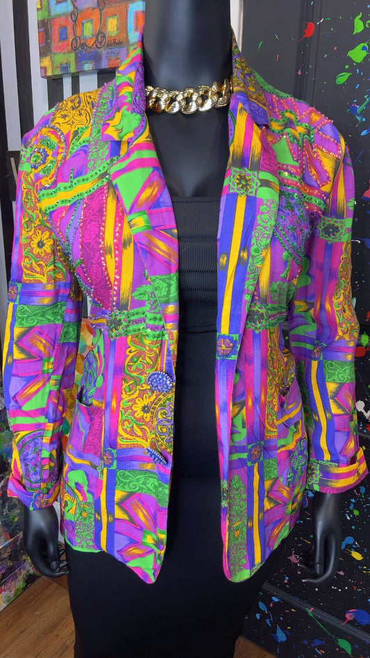 Vintage Abstract & Sequin Rayon Blazer (18)