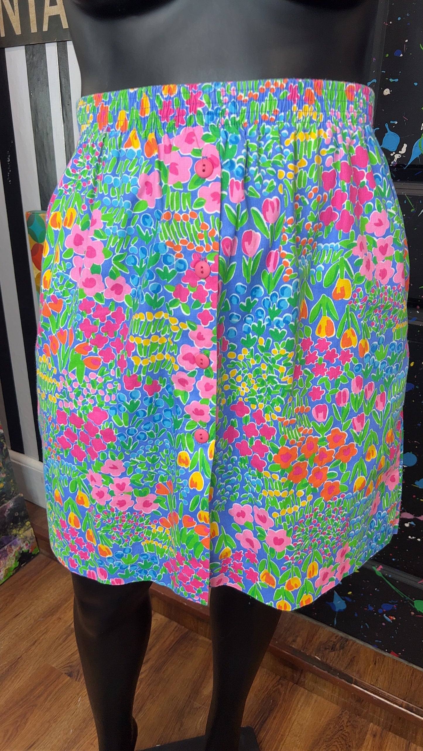 Vintage Floral Button Down Front SKORT (14/16)