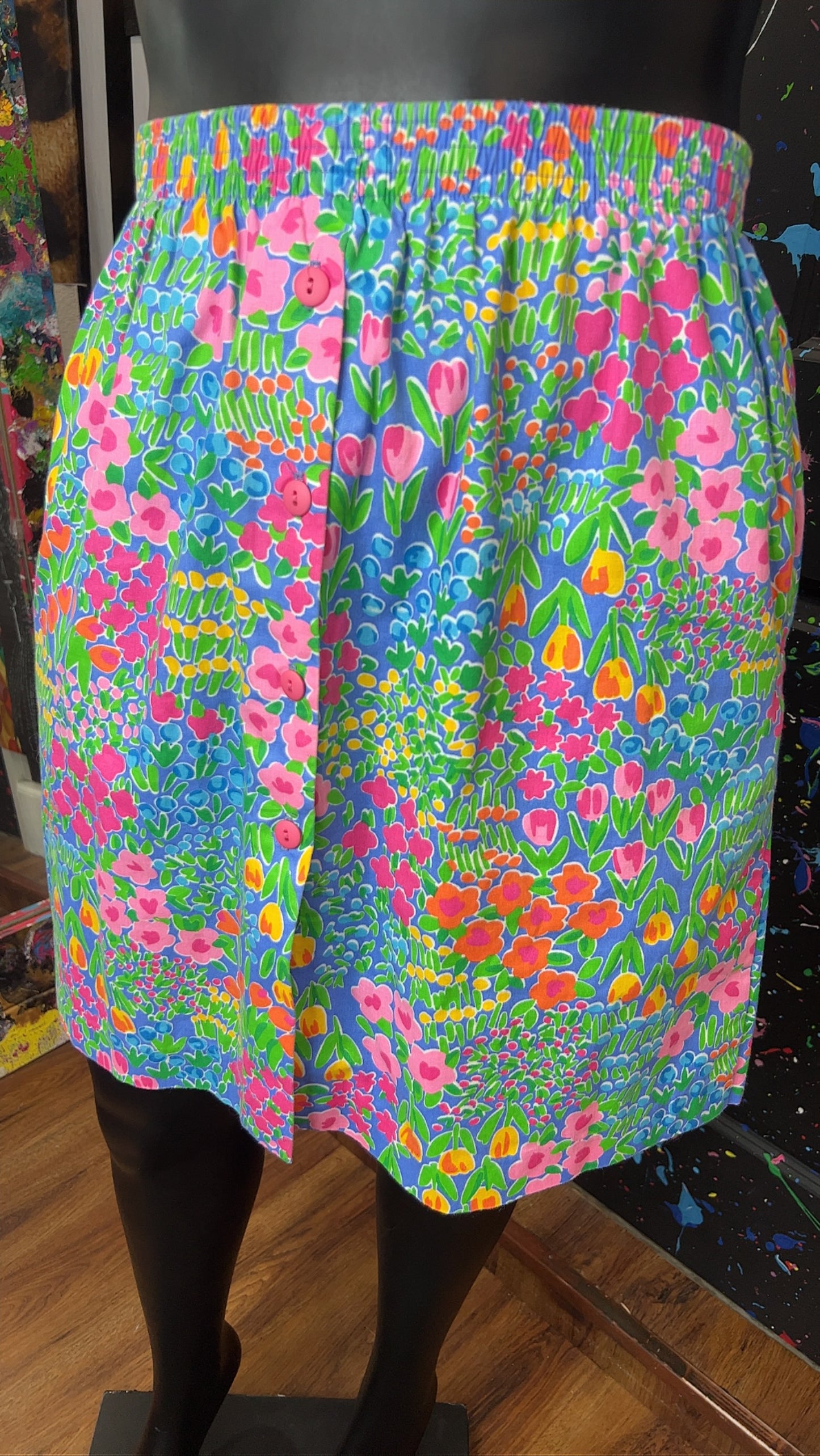 Vintage Floral Button Down Front SKORT (14/16)