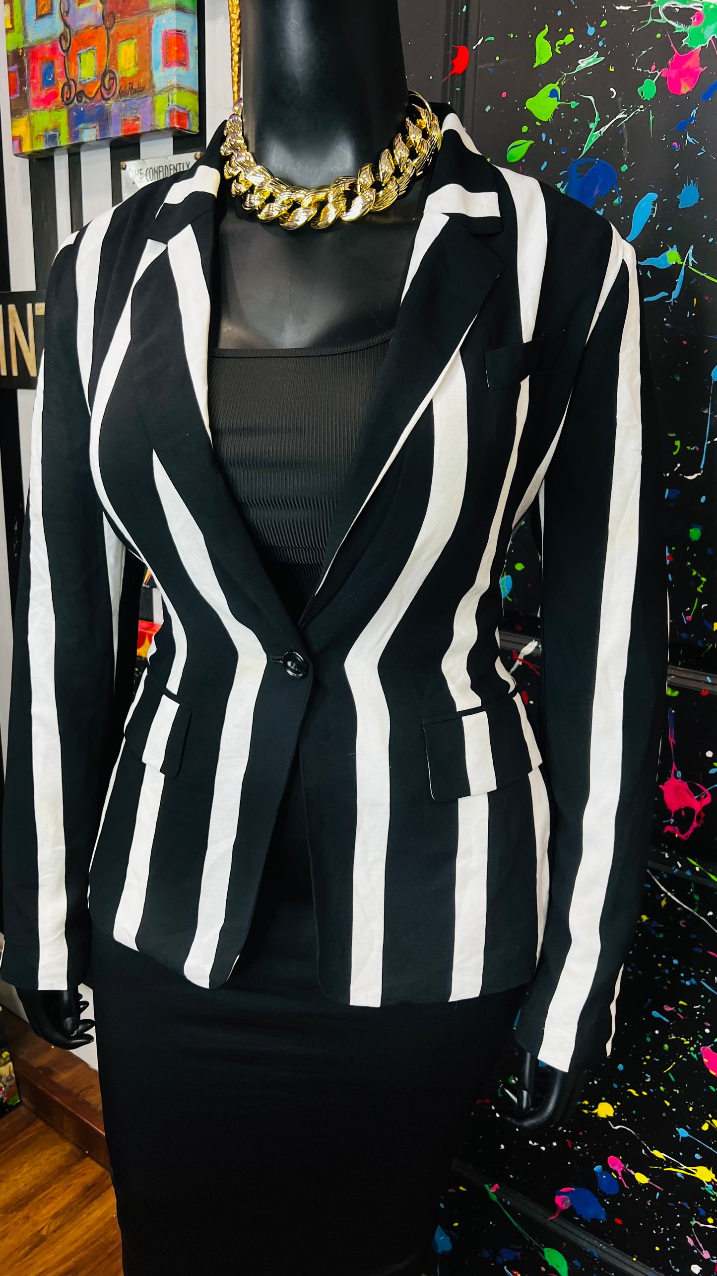 Striped Black & White Blazer (12)