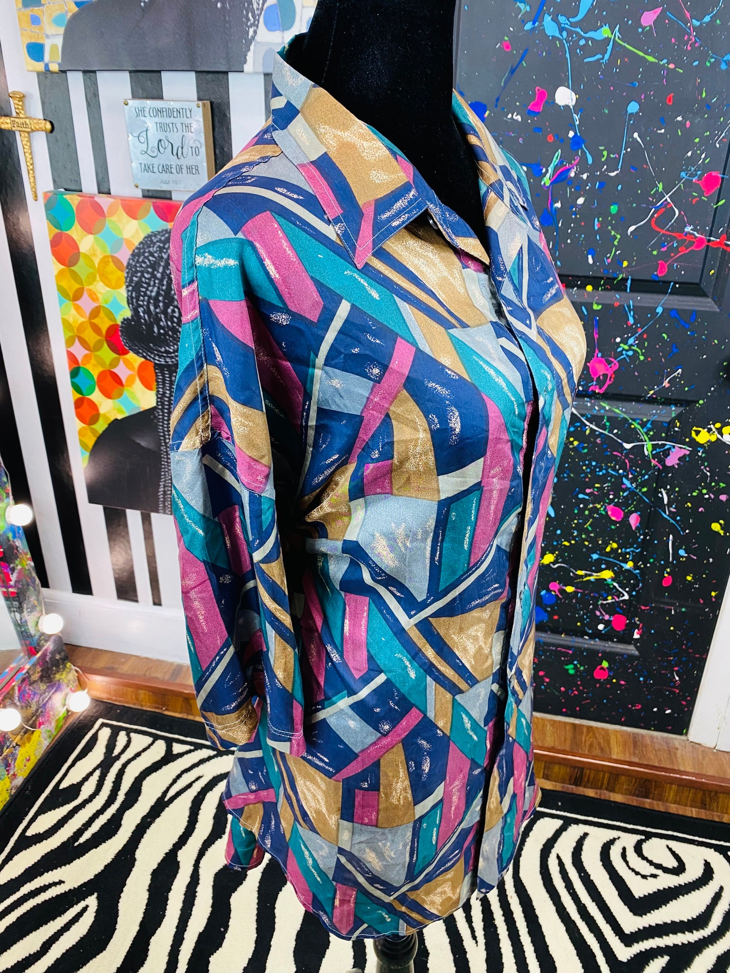 Vintage 100% Silk Short Sleeve Blouse