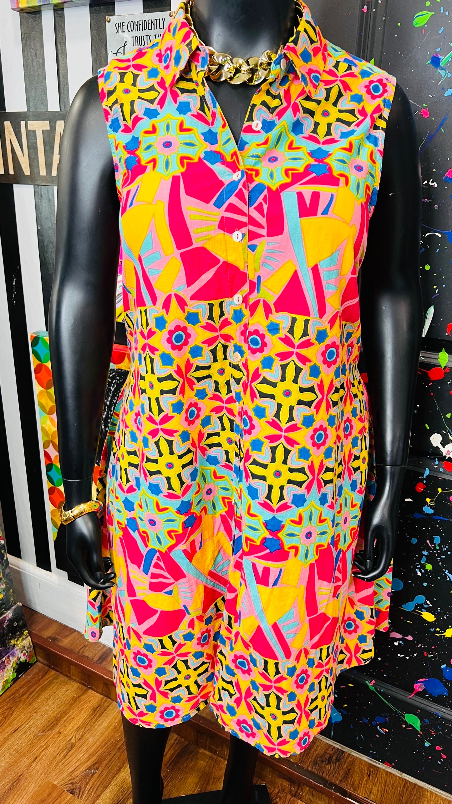 Rayon Abstract Print Dress (18)