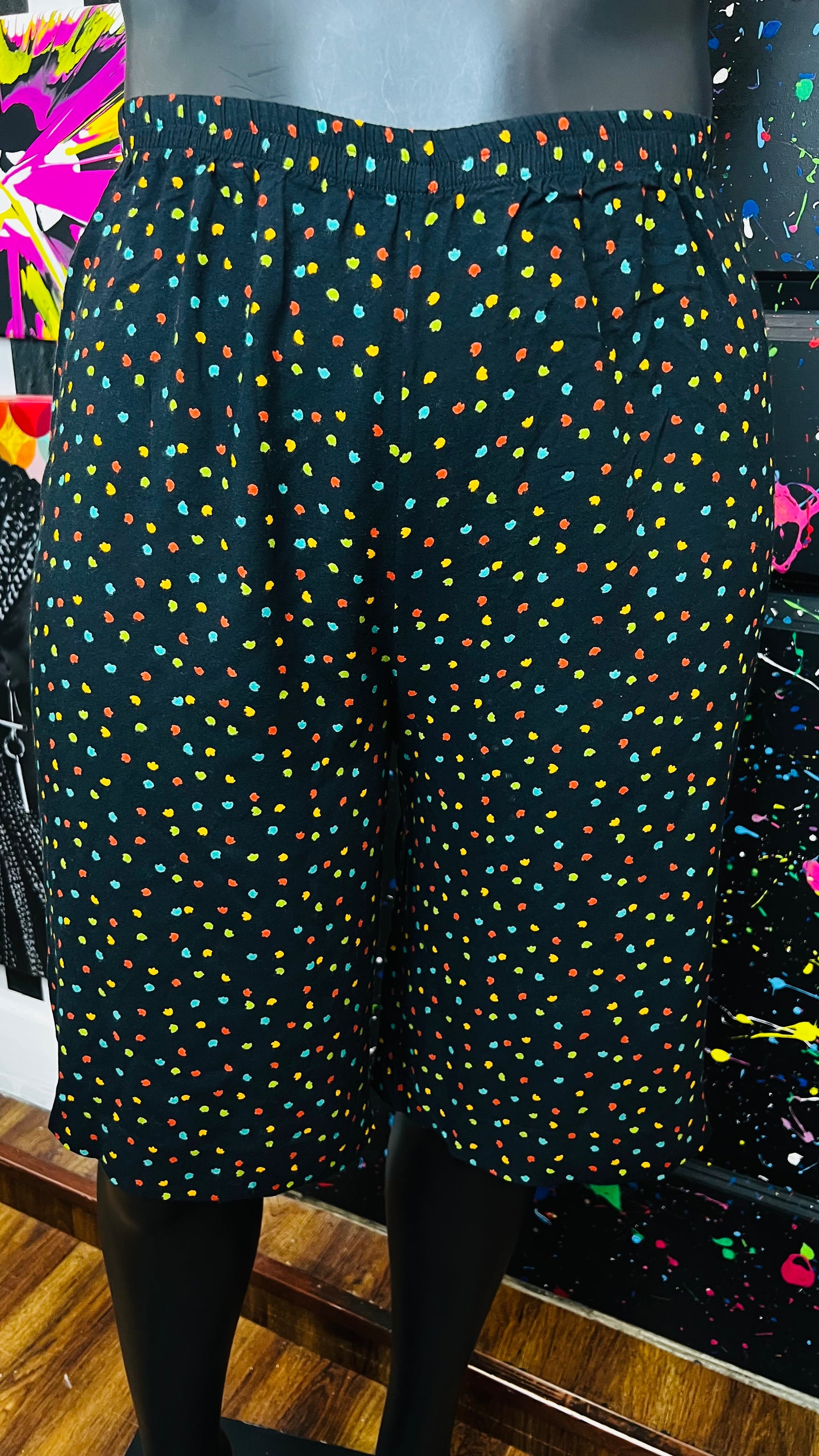 Vintage Rayon Color block Speckle Shorts (24)