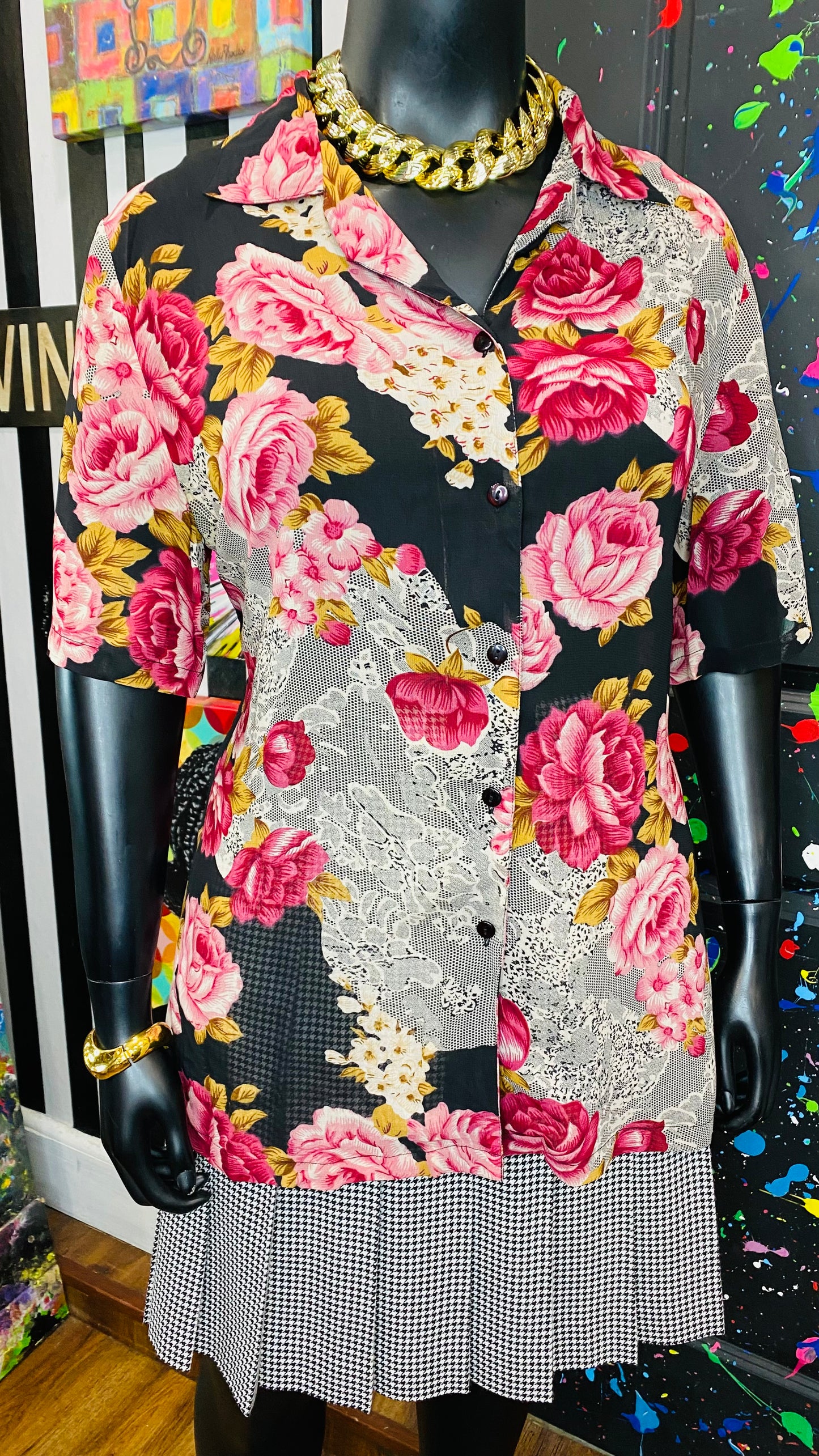 Vintage Sheer Mixprint Blouse (22)