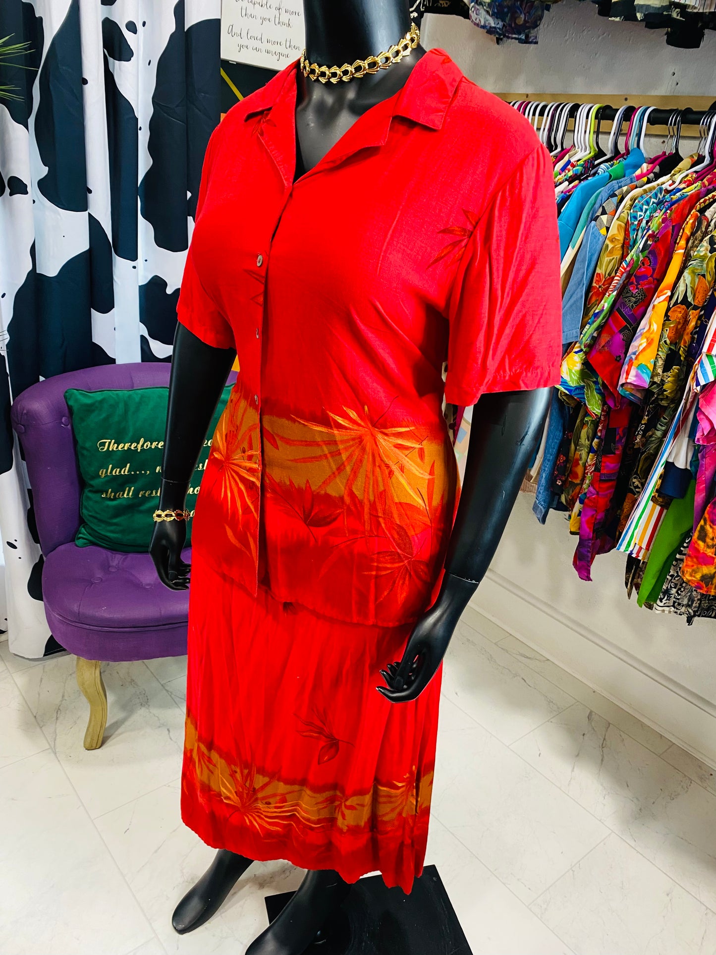 Vintage Red 2 Piece Skirt Set