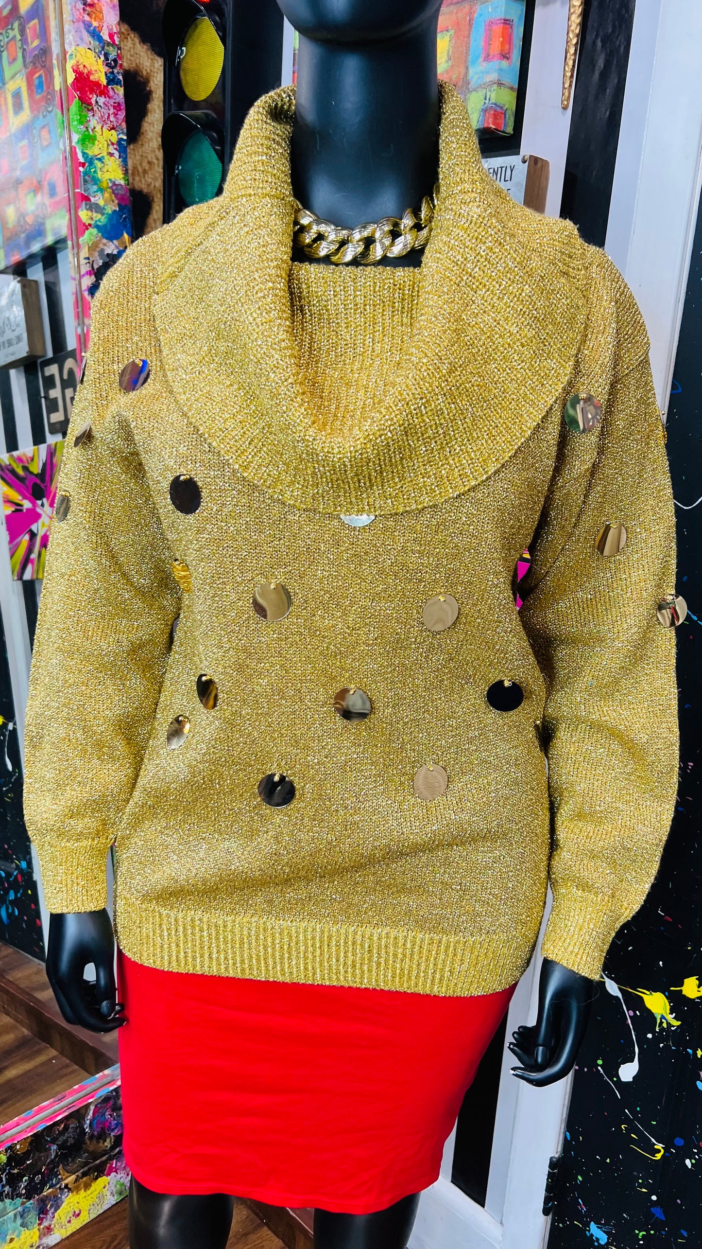 Vintage Plus Size Gold & Circle Sweater (18)