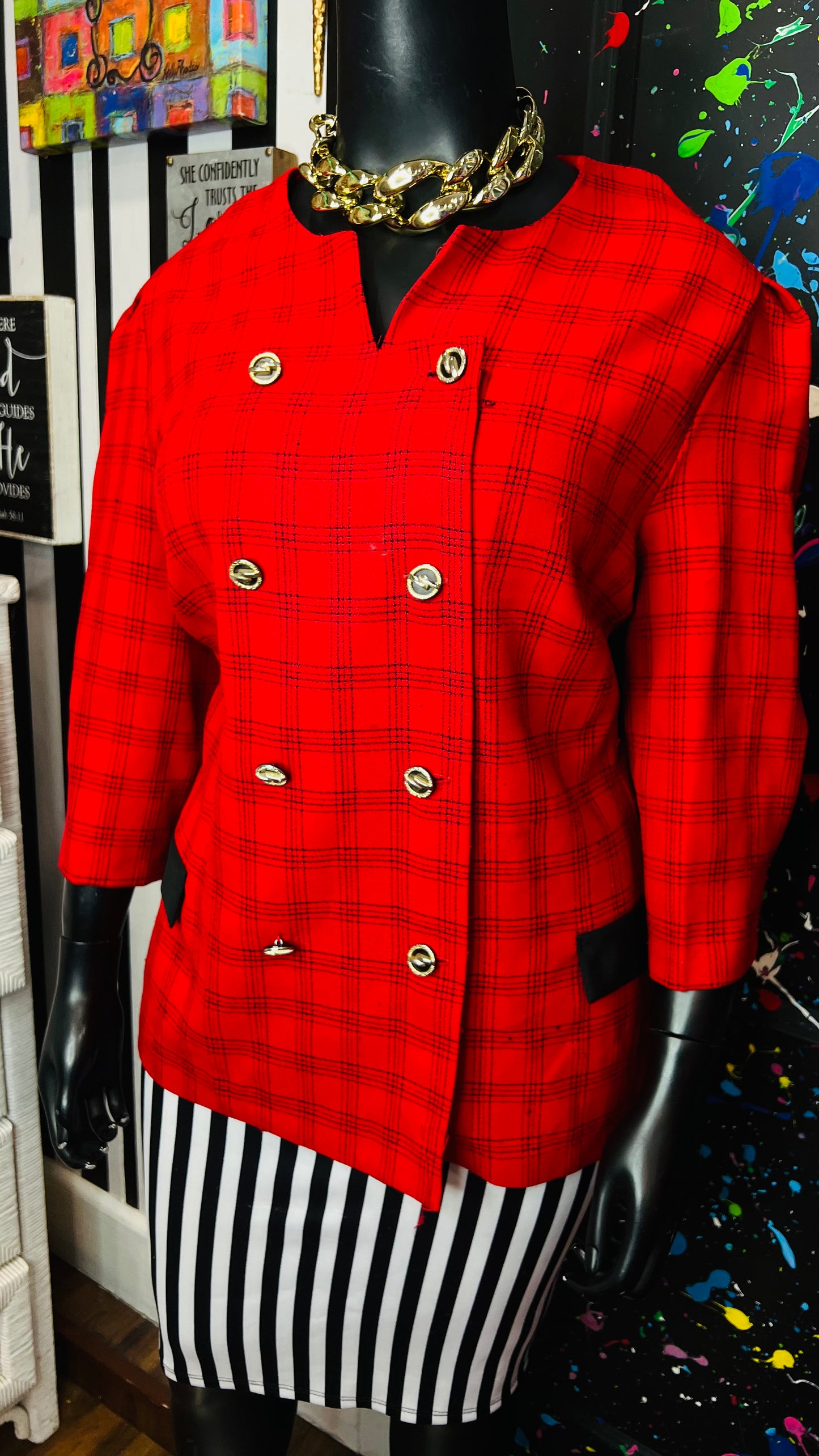 Vintage Red & Black Jenny Blazer (26WP)