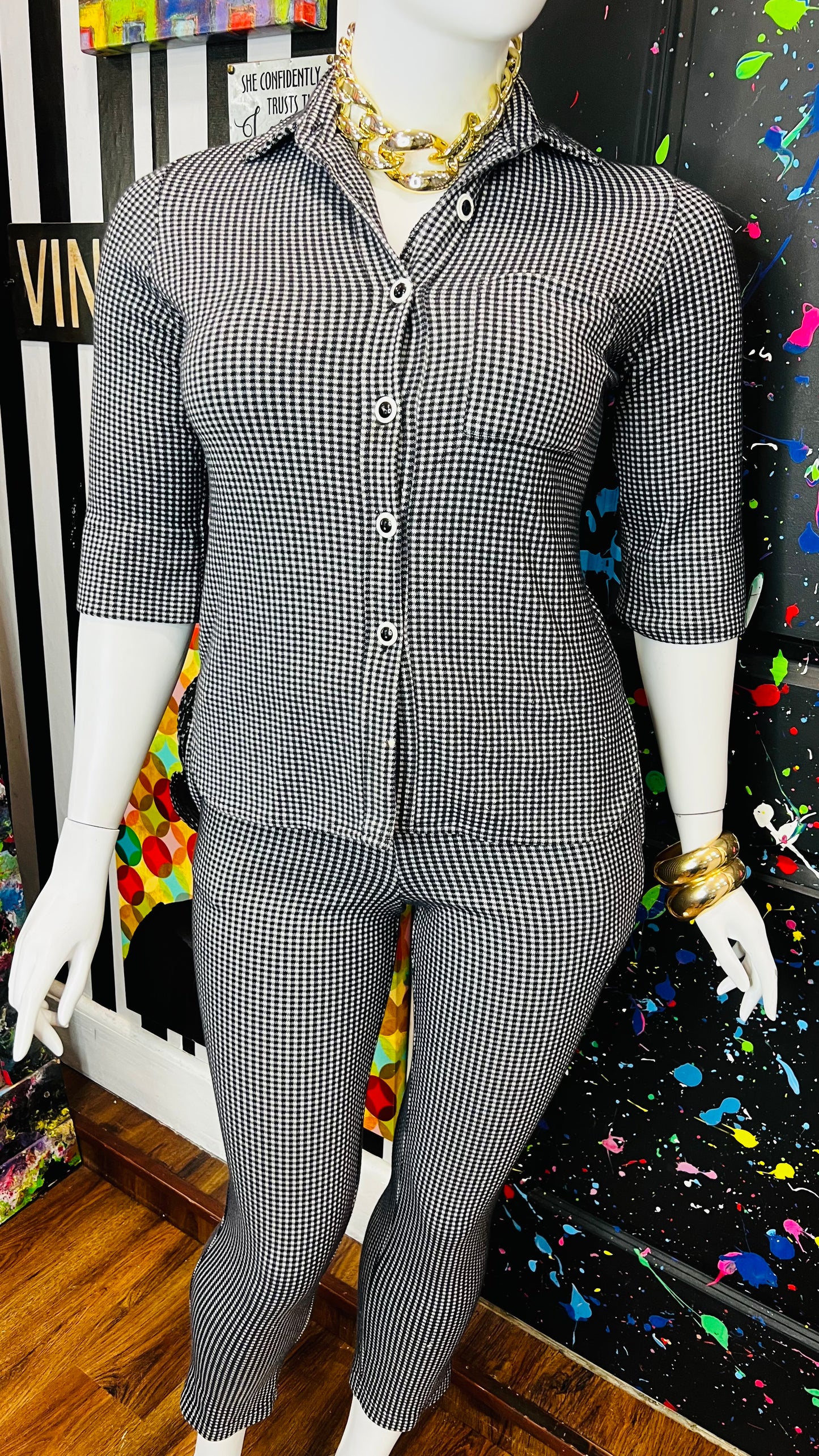 Vintage Black & White Houndstooth Set (12)