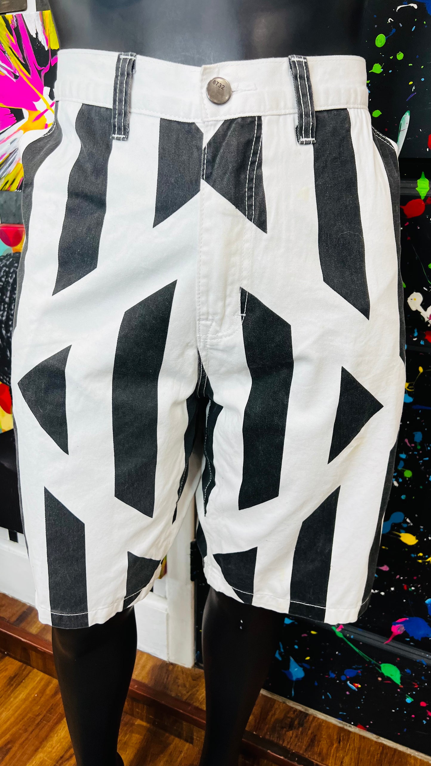 Vintage Denim Black & White Shorts (16)