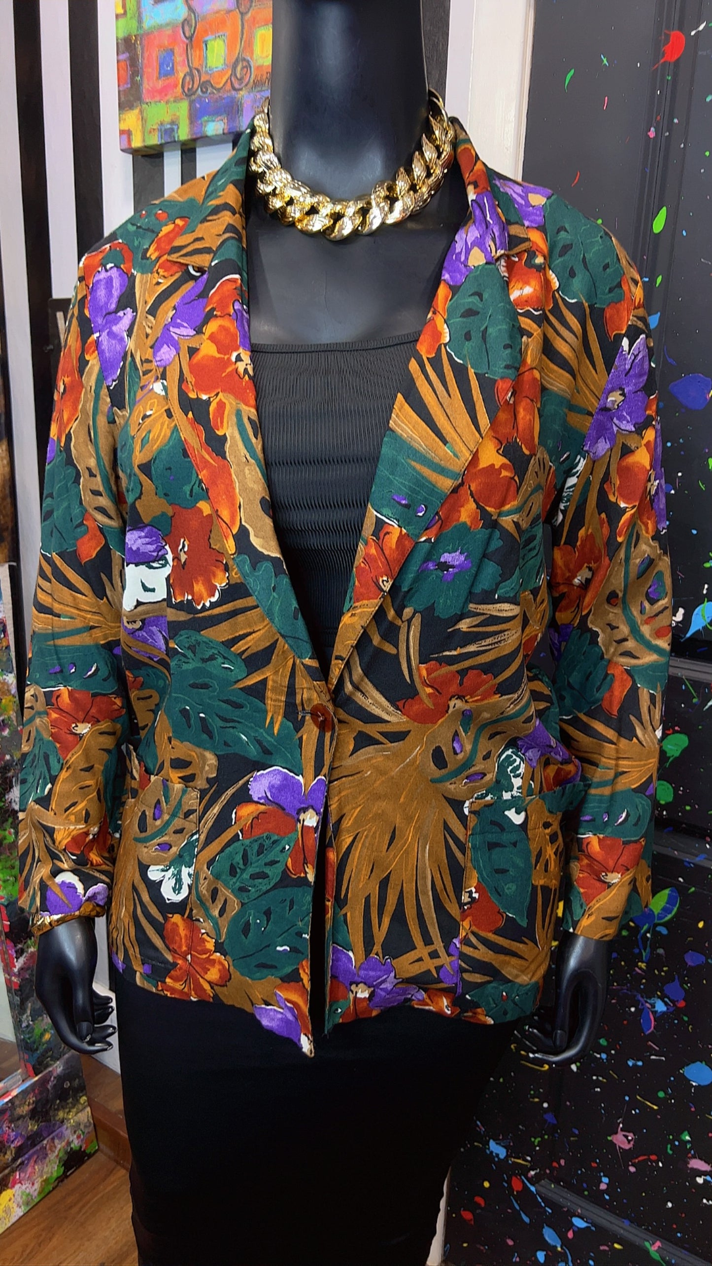 Vintage Rayon Floral Blazer (12)