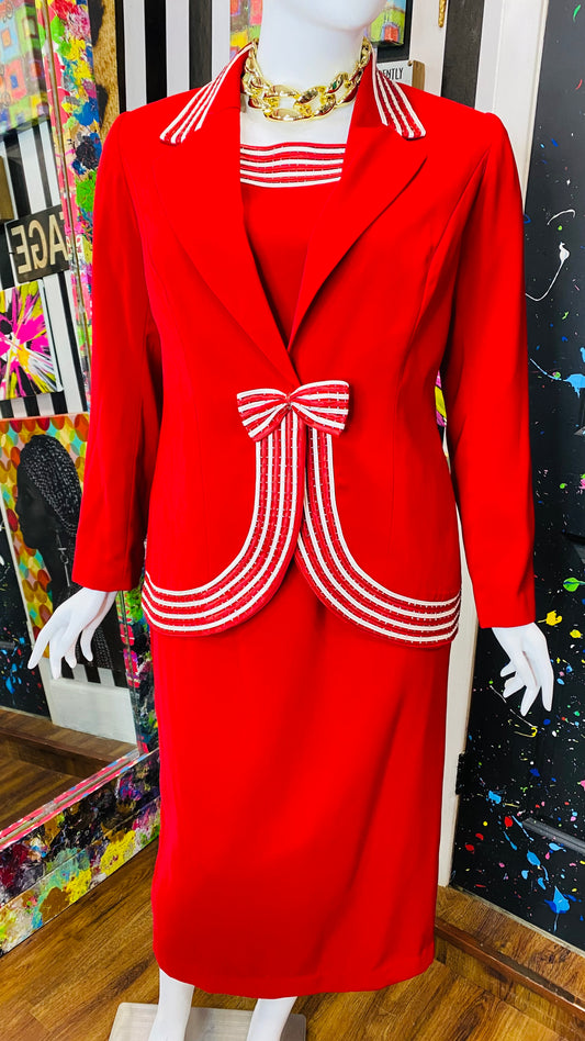 Vintage Red & White Skirt Suit (14)