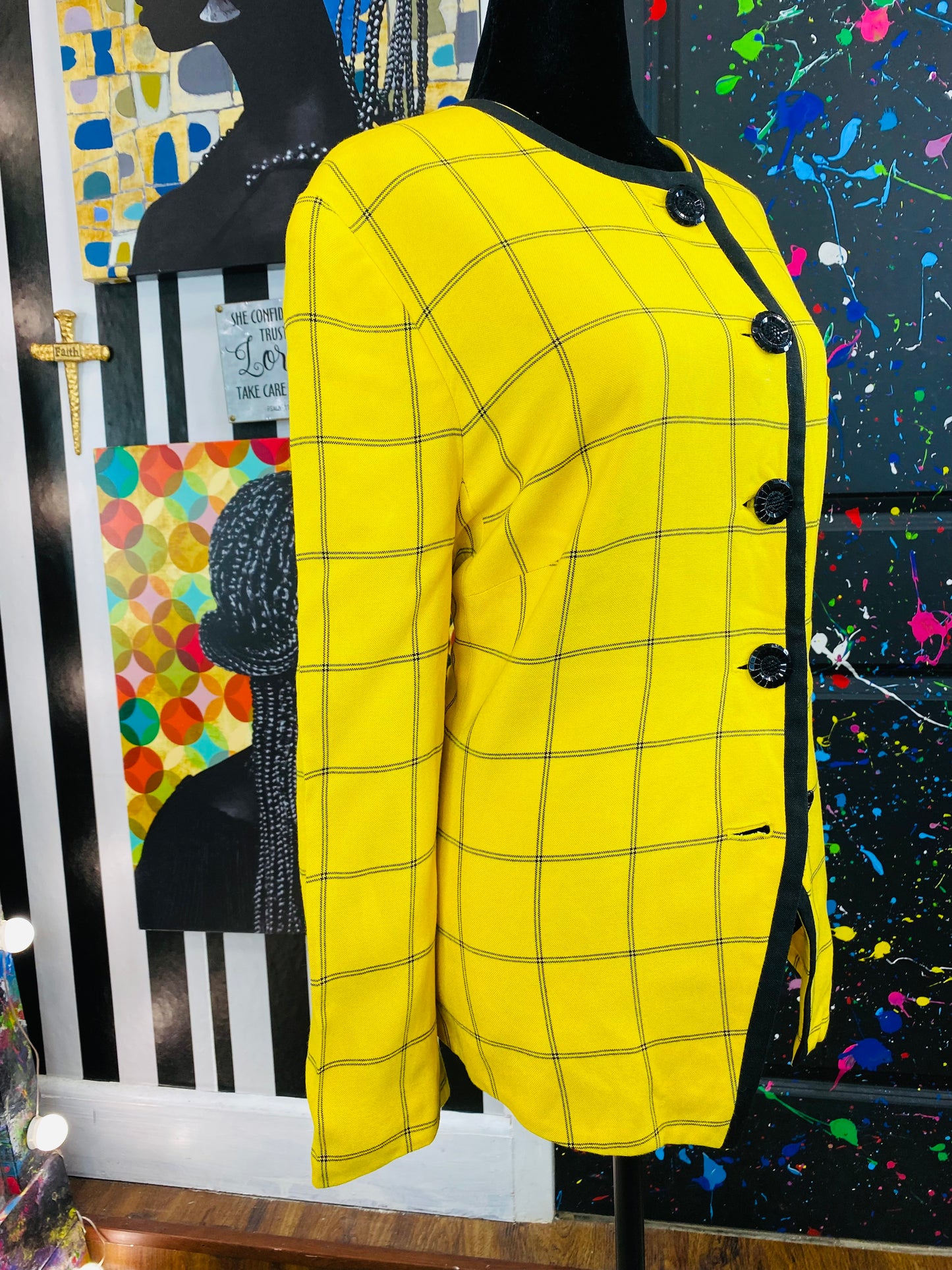 Vintage Black and Yellow Blazer