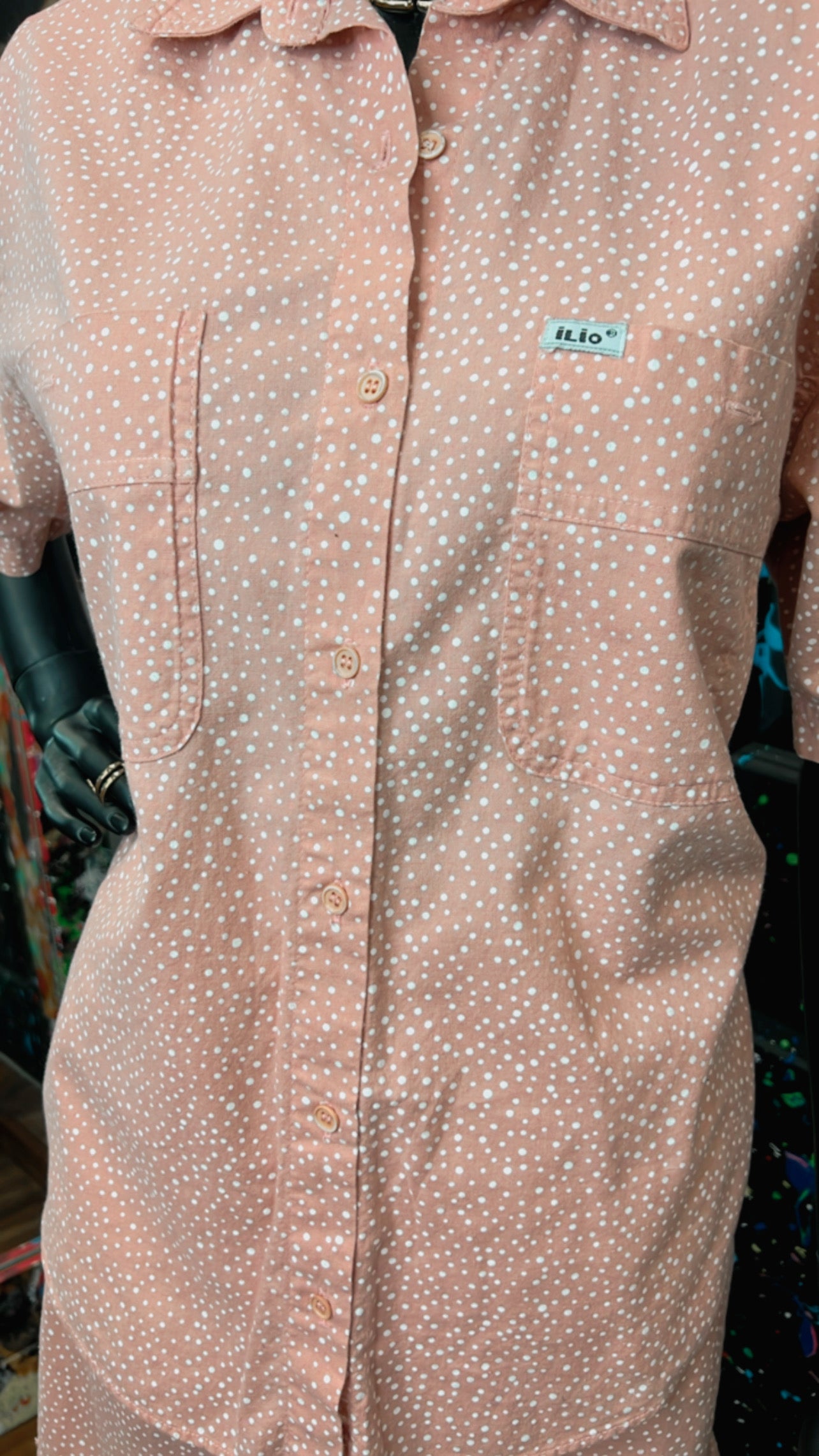 Vintage Blush Pink Polka Dot & White Shorts Set (12)