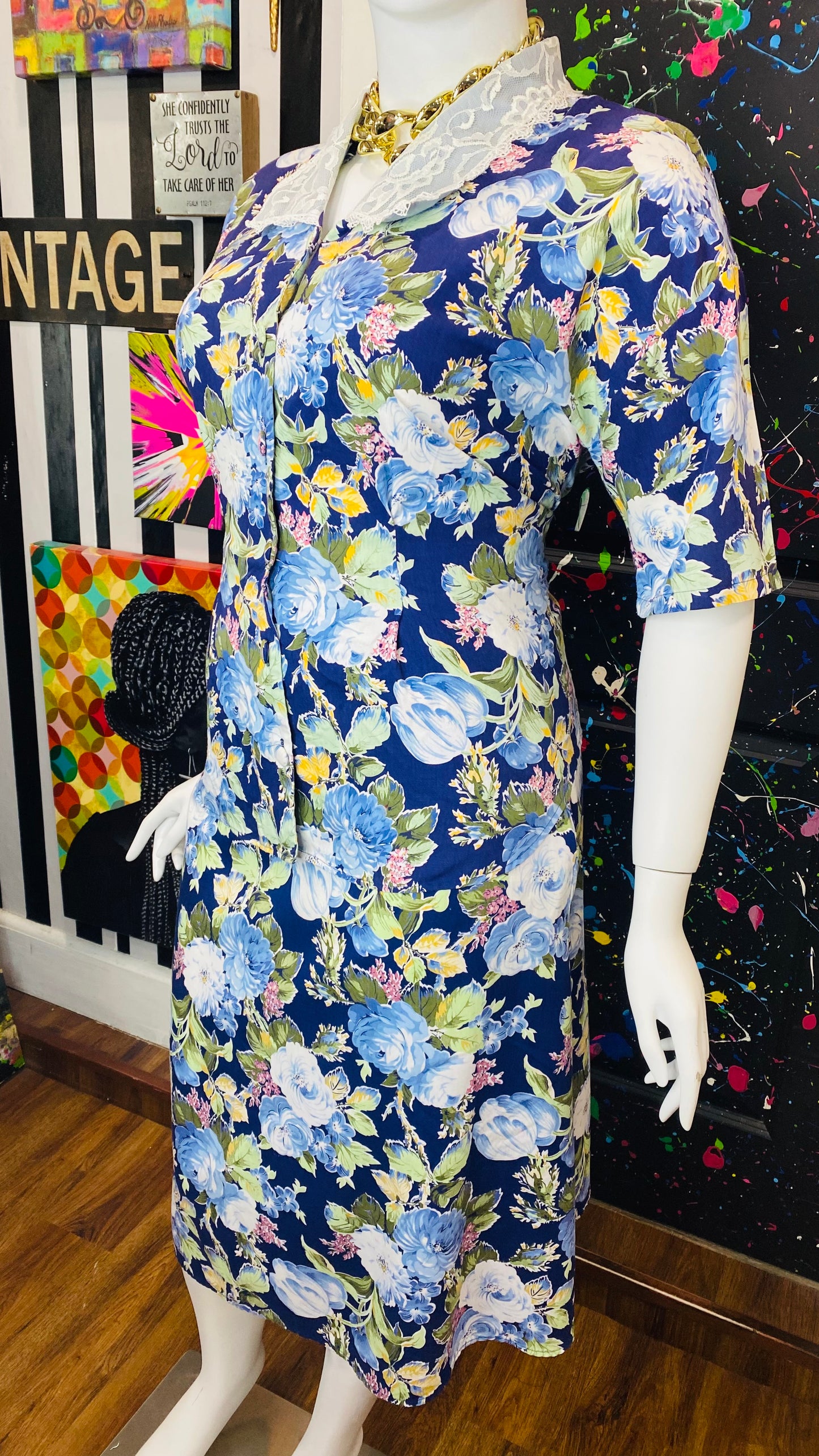 Vintage Floral Cotton Skirt Set (18W)