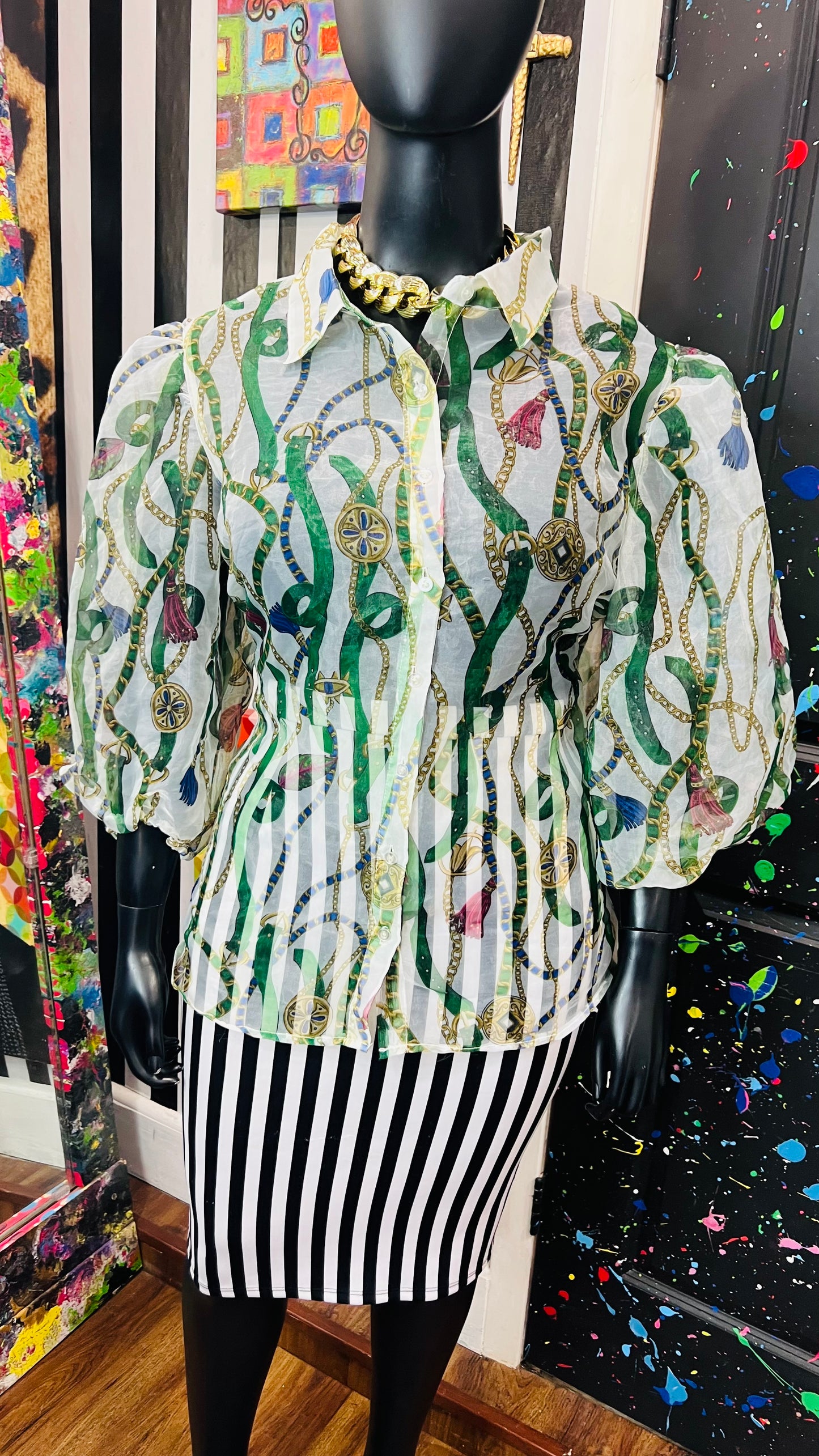 Vintage Inspired Sheer Ashley Stewart Blouse (22)