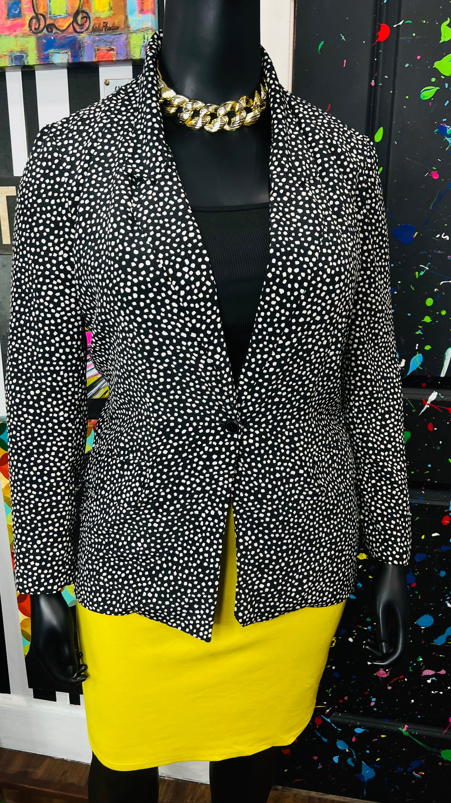 Vintage Black & White Polka Dot Blazer (14)