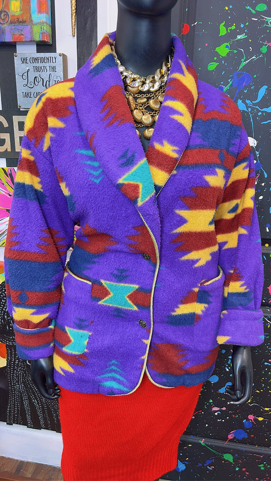 Vintage Tribal Print Puffer Blazer/Coat (20)