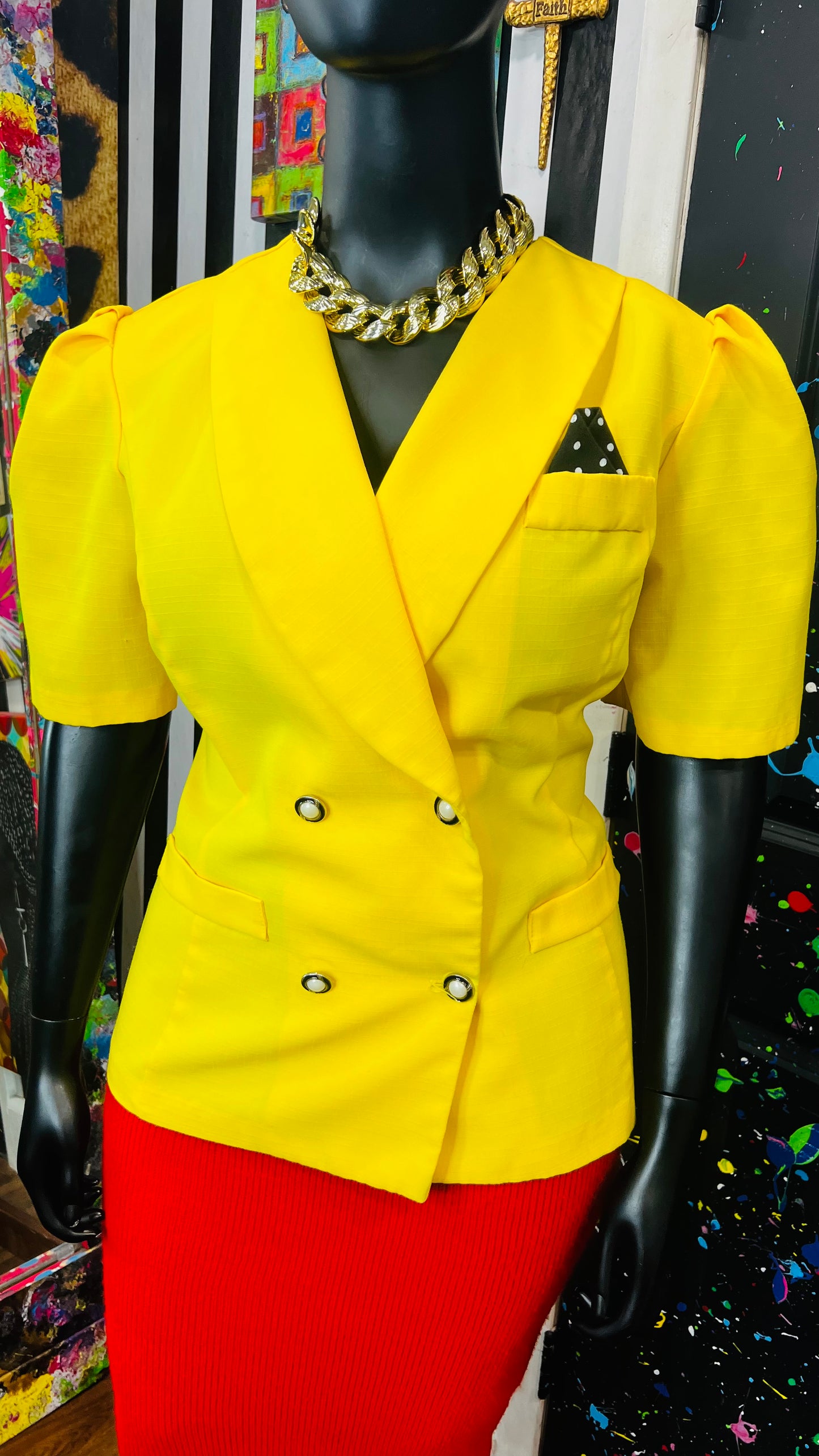 Vintage Yellow Blazer Blouse(20WP)