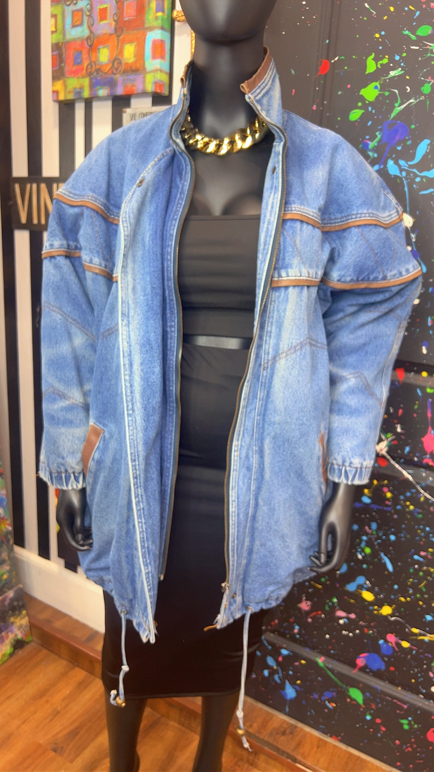 Vintage Denim & Faux Leather Trim (22/24)