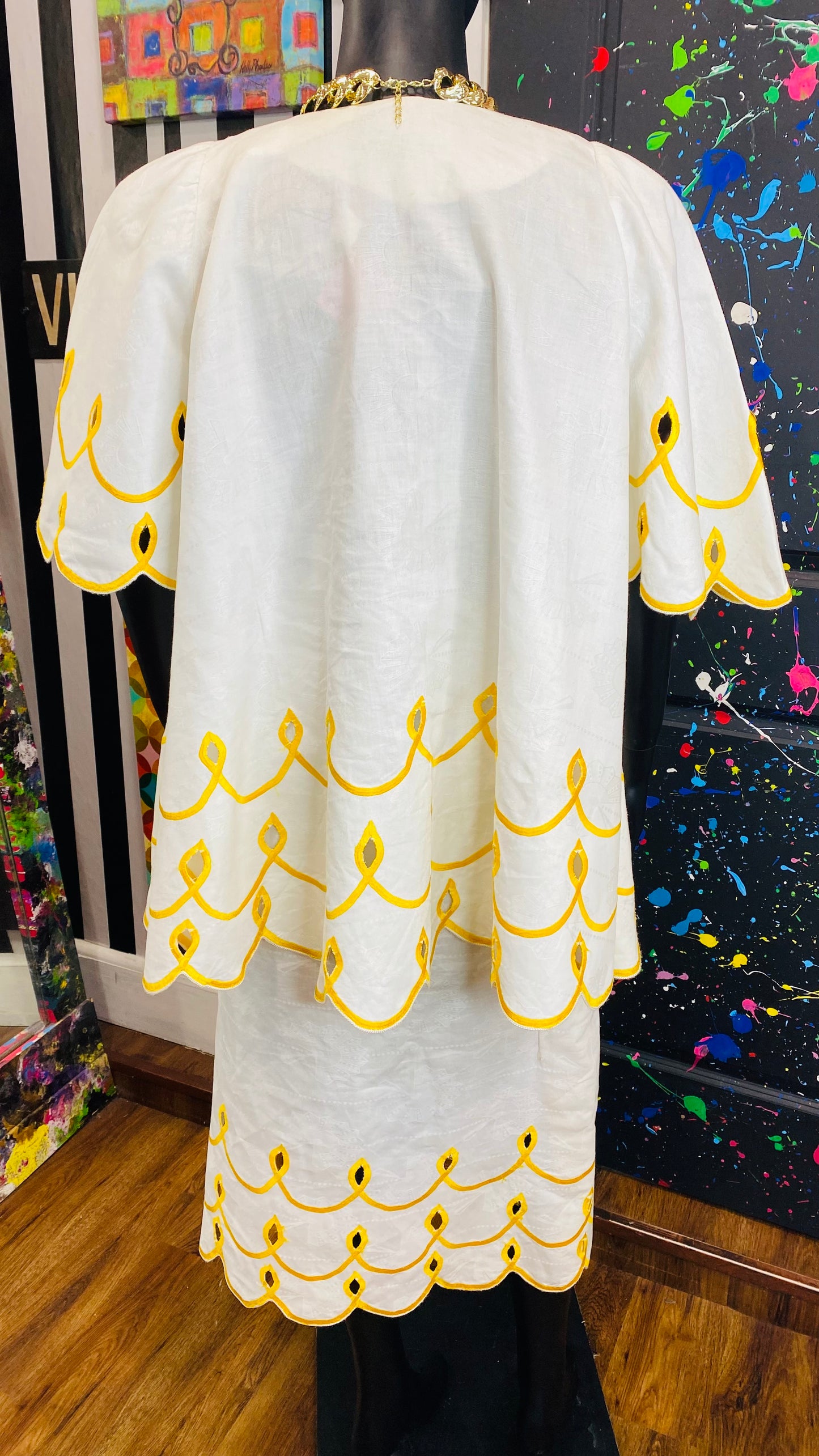 Vintage Traditional African Skirt Set w/ Handband or Belt (12)