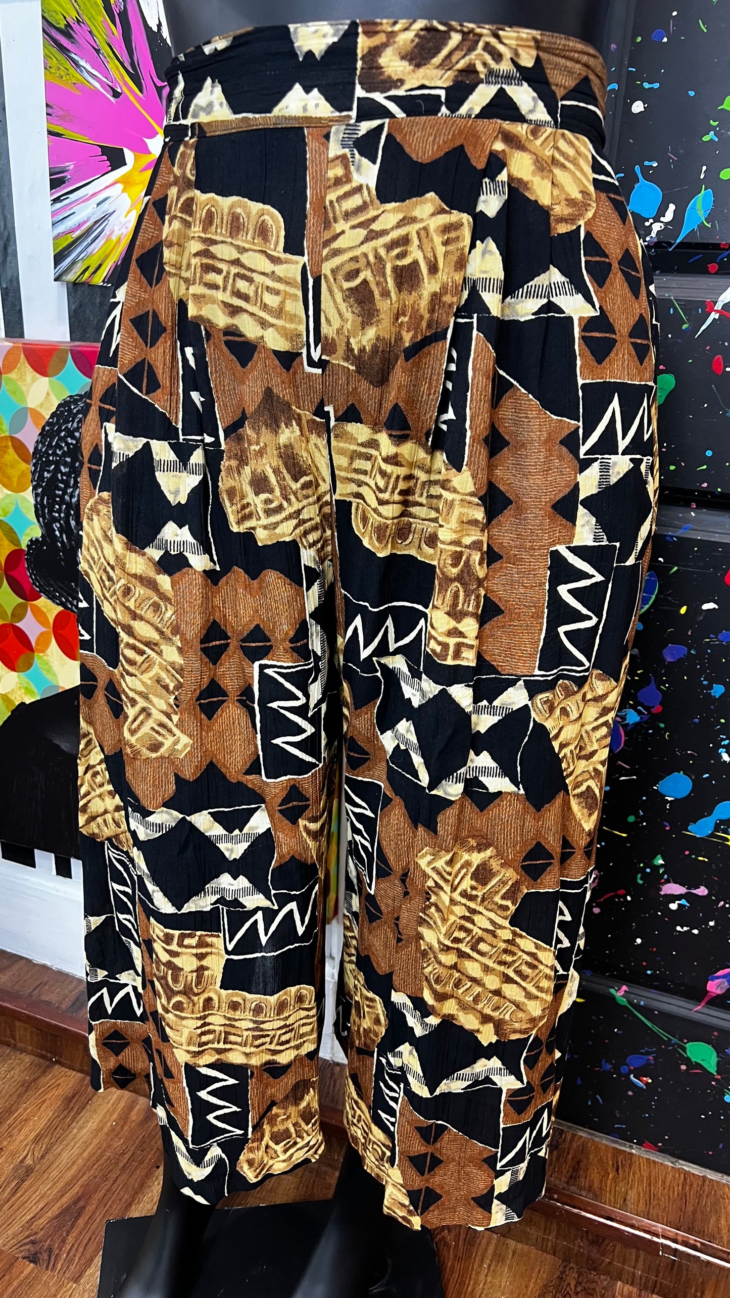 Vintage Tribal Print Wide Leg Culotte/ Gauchos (24)