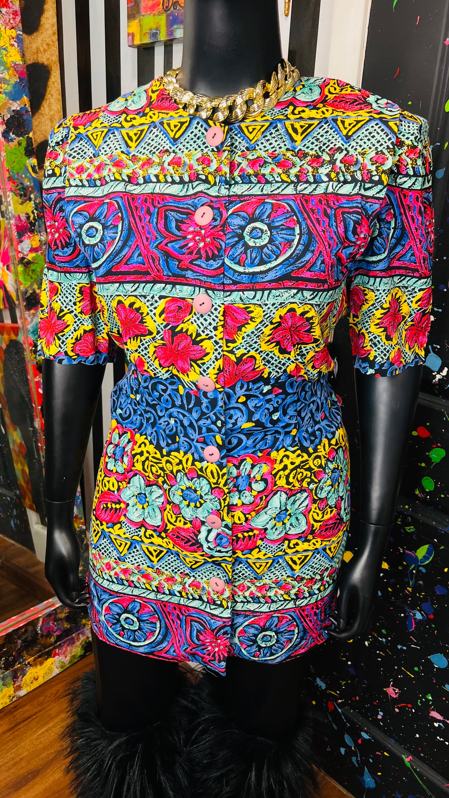 Vintage Abstract Blazer Blouse (16)