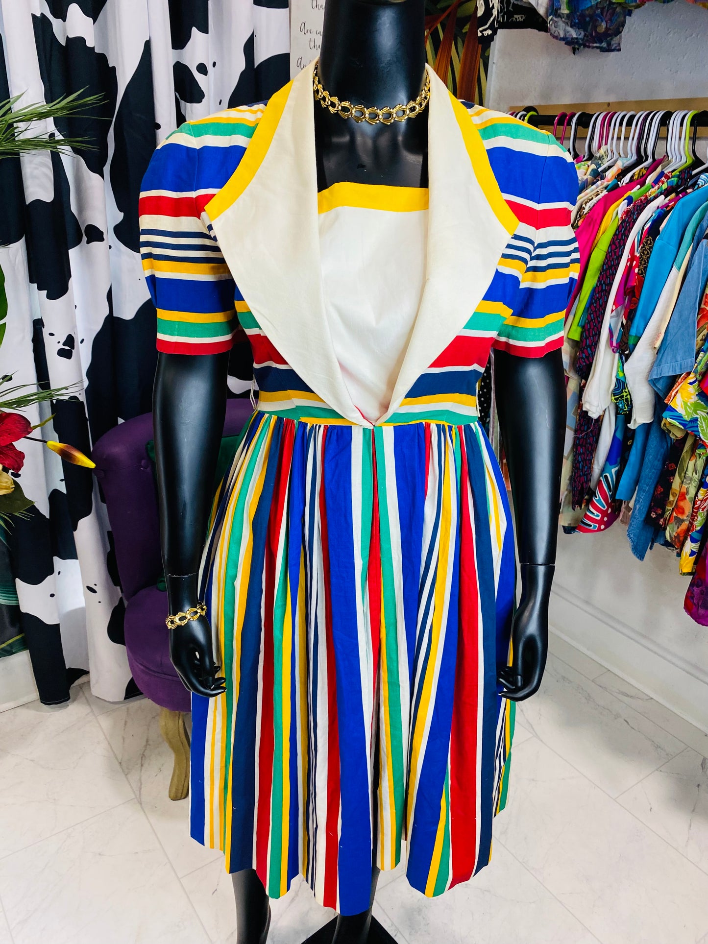 Vintage Color Striped Dress