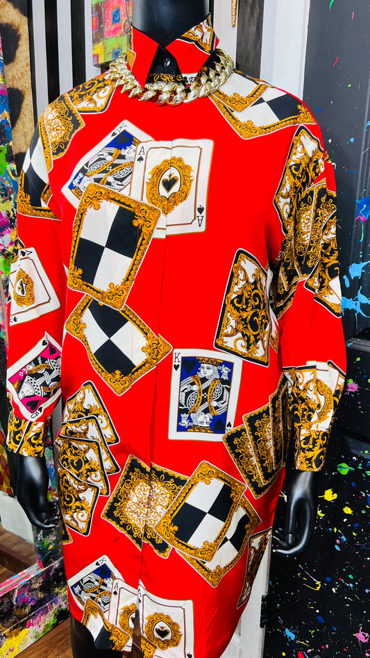 Vintage 100% Silk Ace Of Spades Dress (12) - Can fit up to some 16