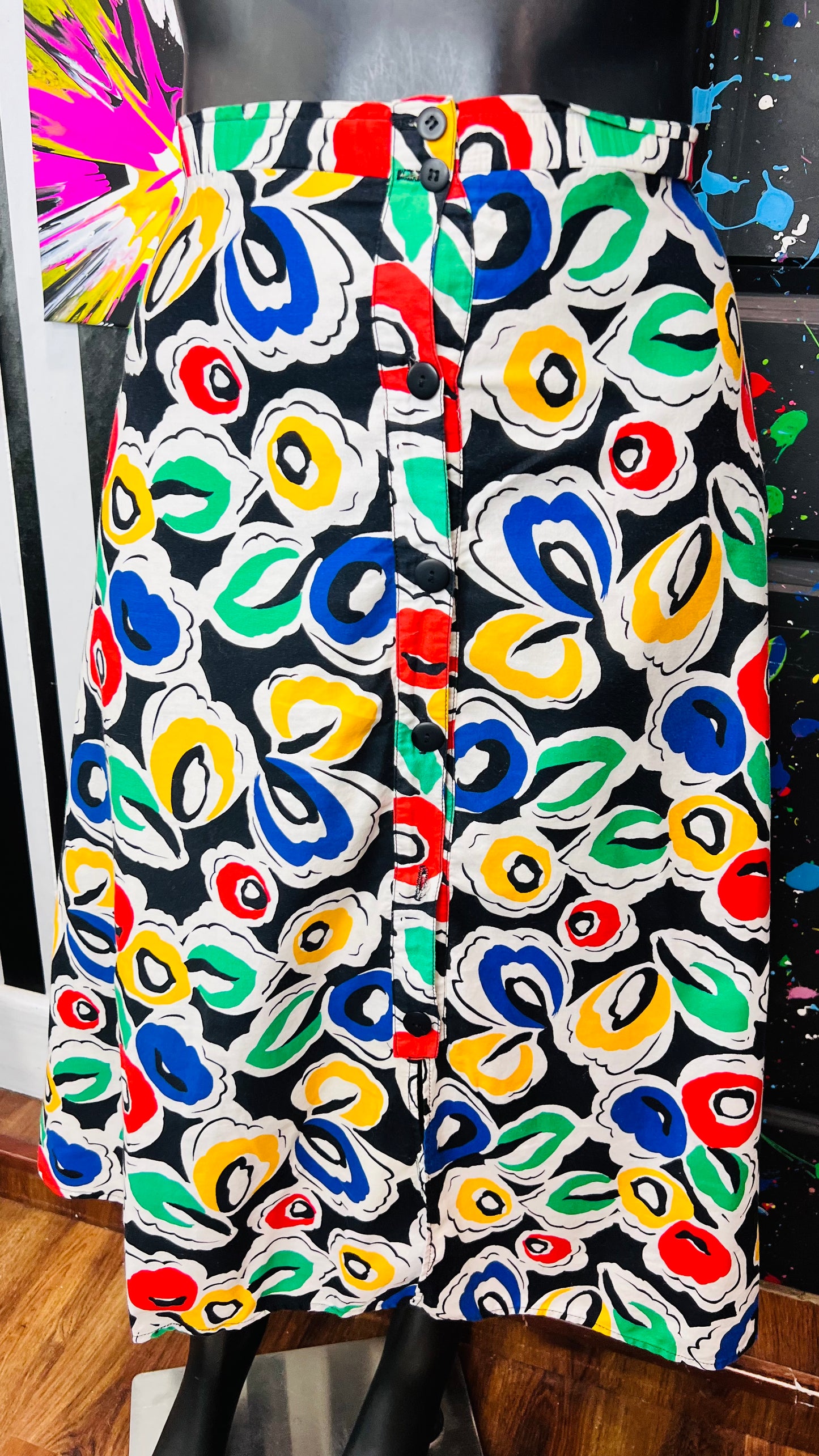 Vintage Color block Abstract Skirt (16)