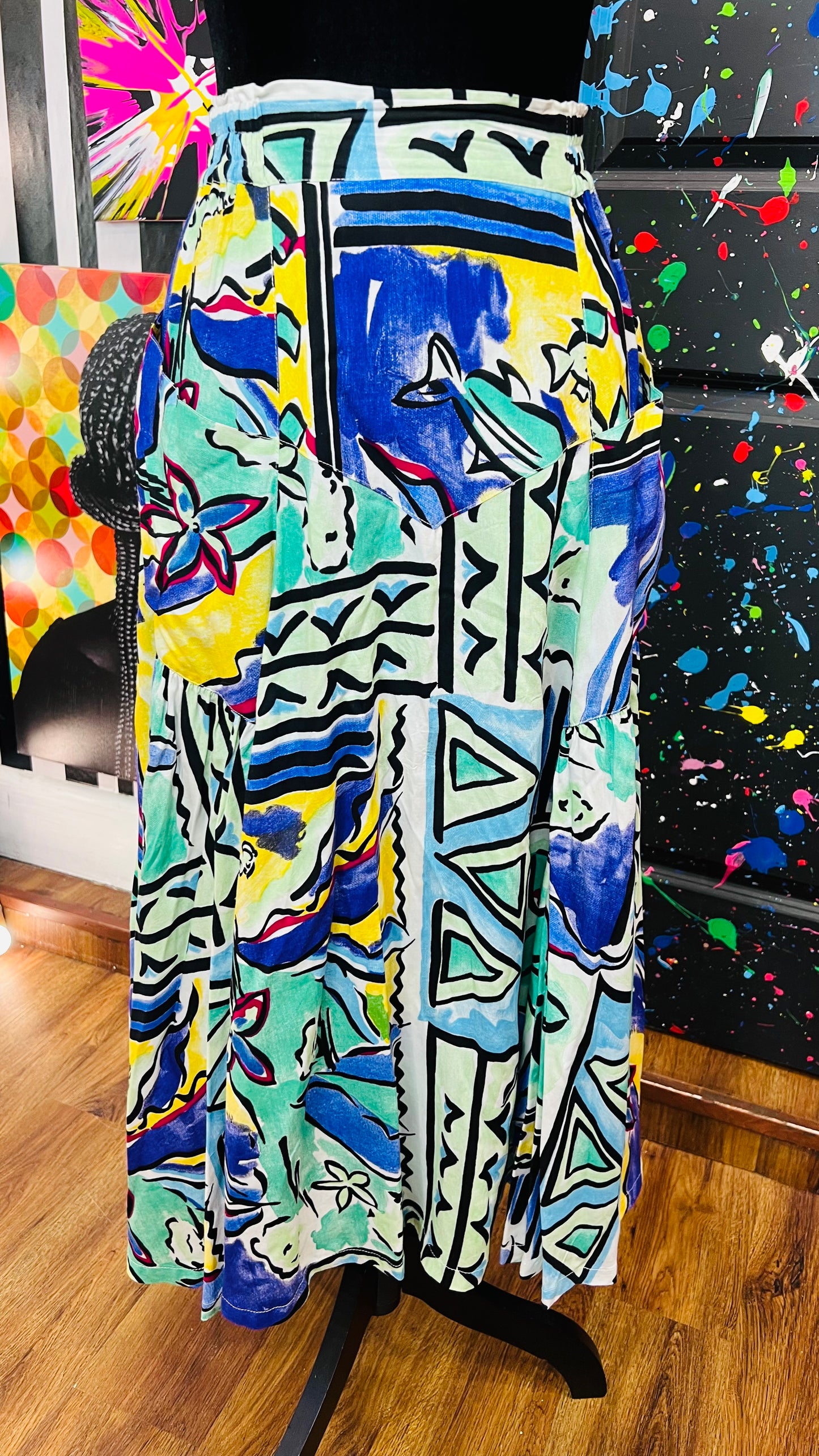 Vintage Rayon Multi Colored Skirt (14)