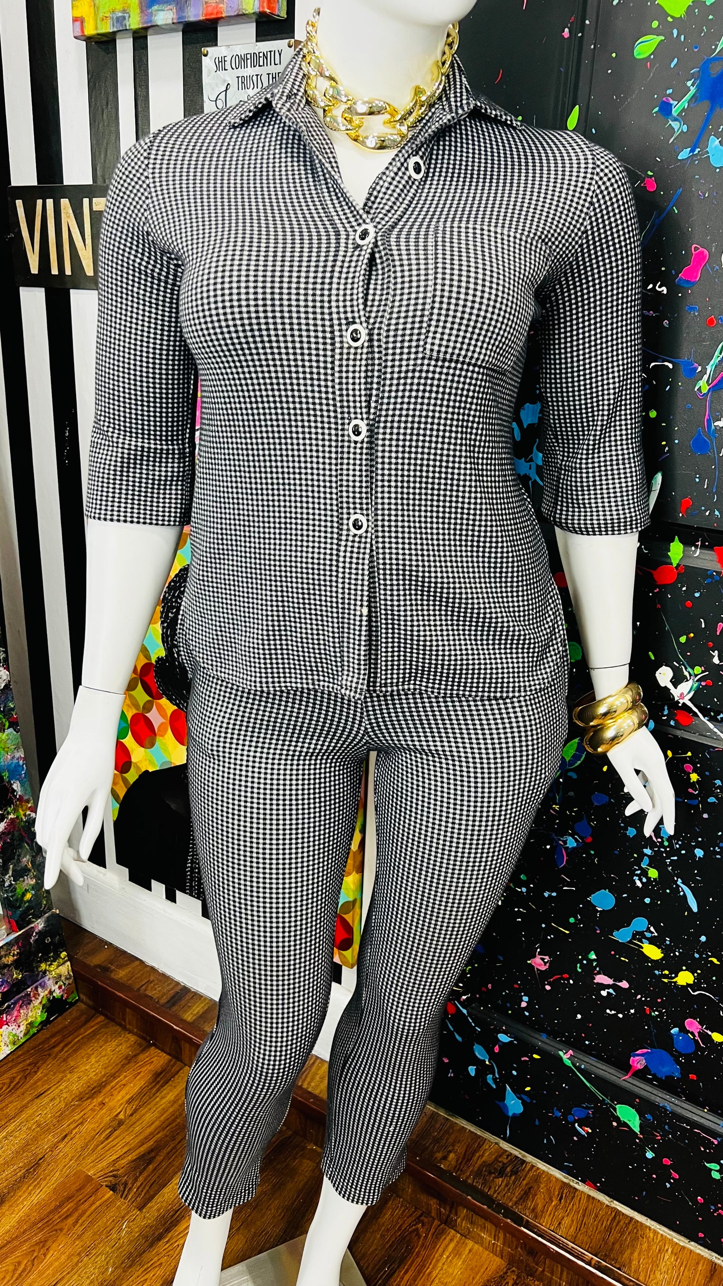 Vintage Black & White Houndstooth Set (12)