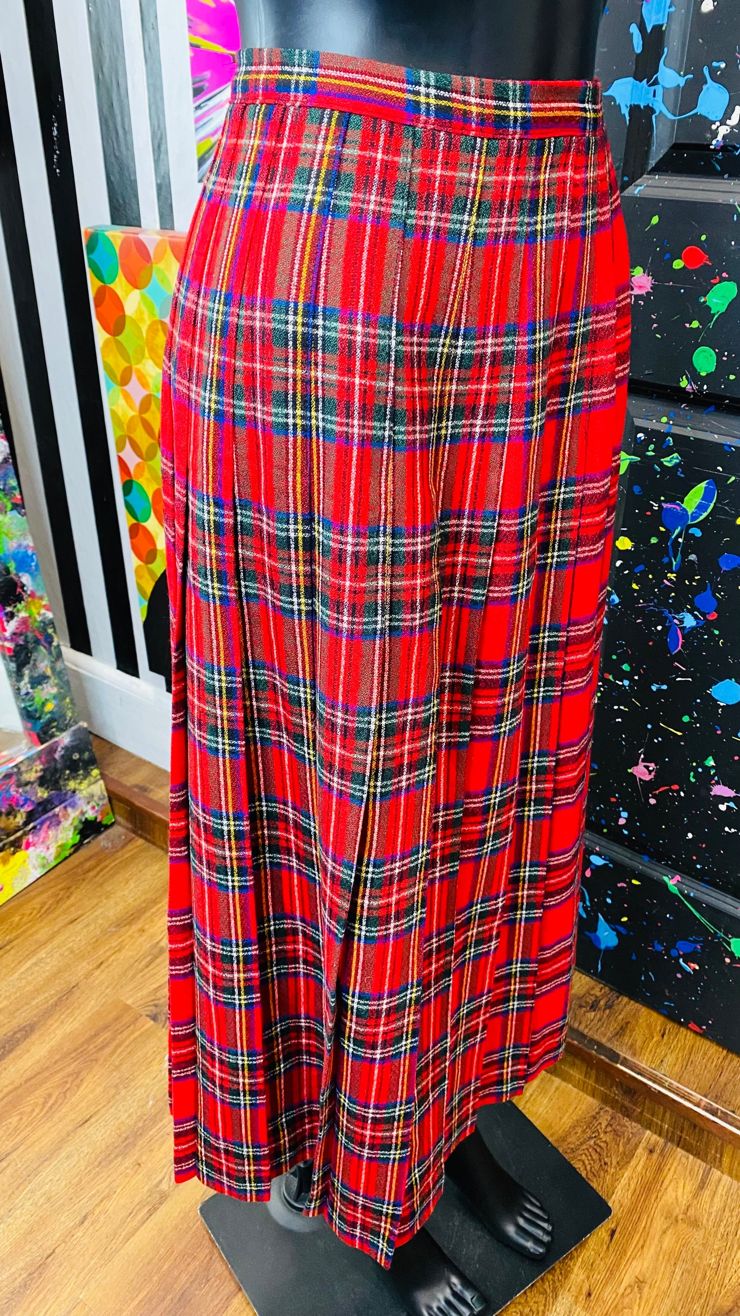 Vintage Pleated Plaid Skirt (12)