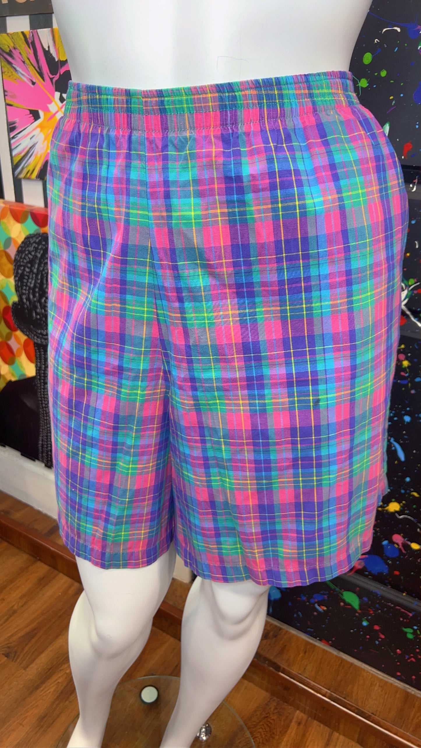 Vintage Plaid Purple & Pink Shorts (22W)