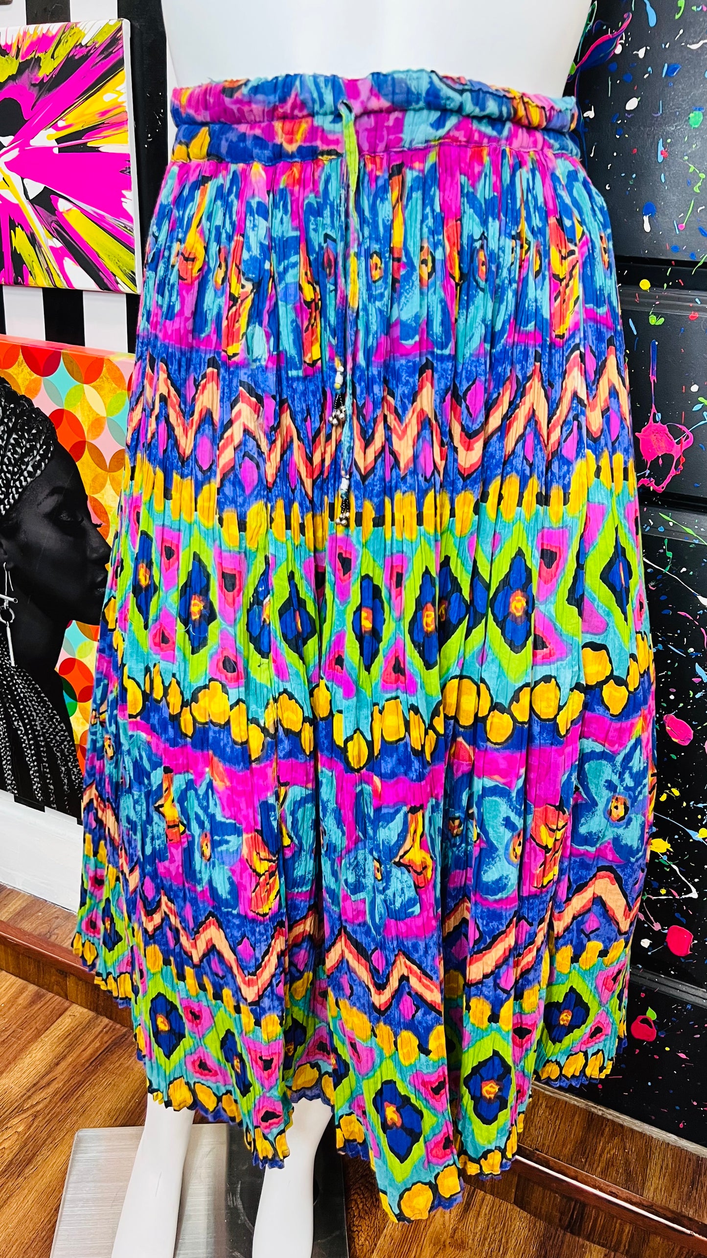 Vintage Rayon Vibrant Skirt (OS)
