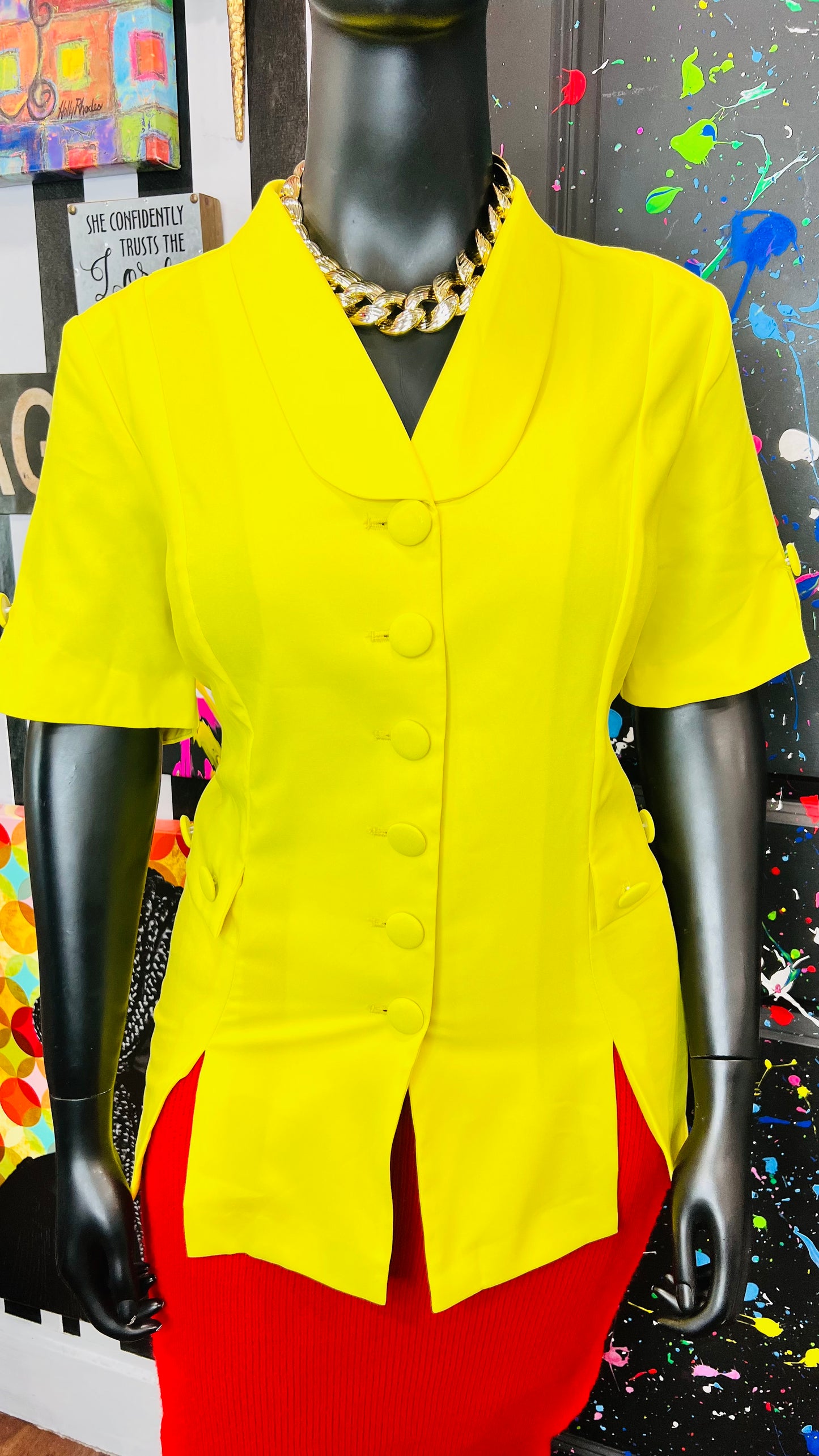 Vintage Yellow Blazer Blouse (18W)