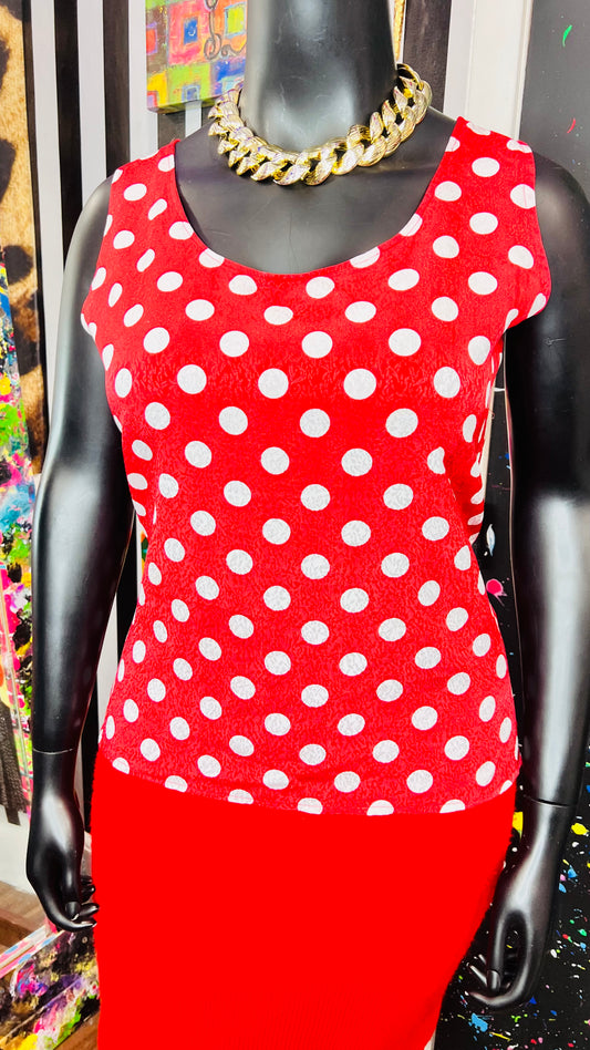 Vintage Polka Dot Red & White Blouse (14)