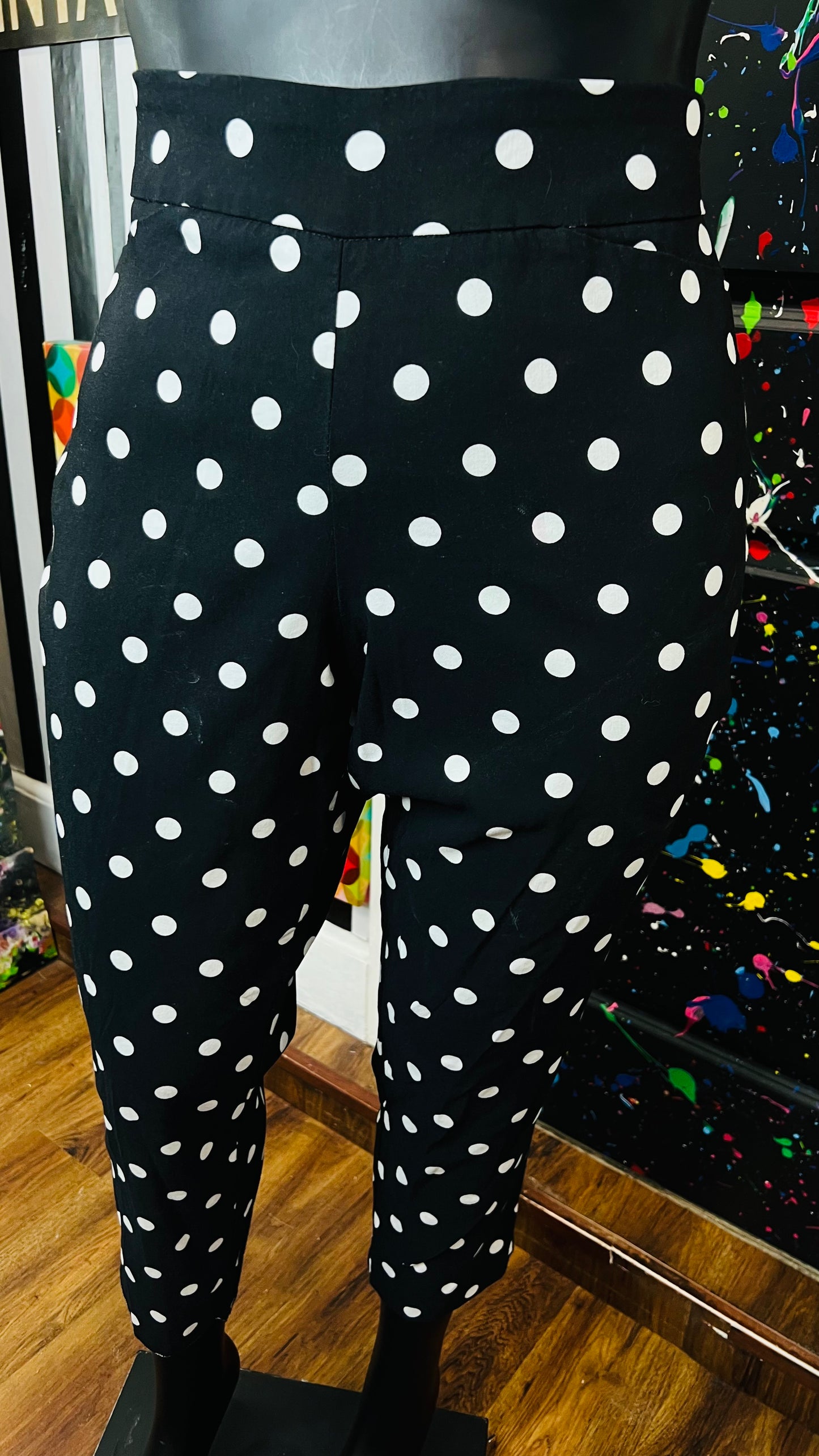 Black & White Polka Dot Stretch Pants (20W)