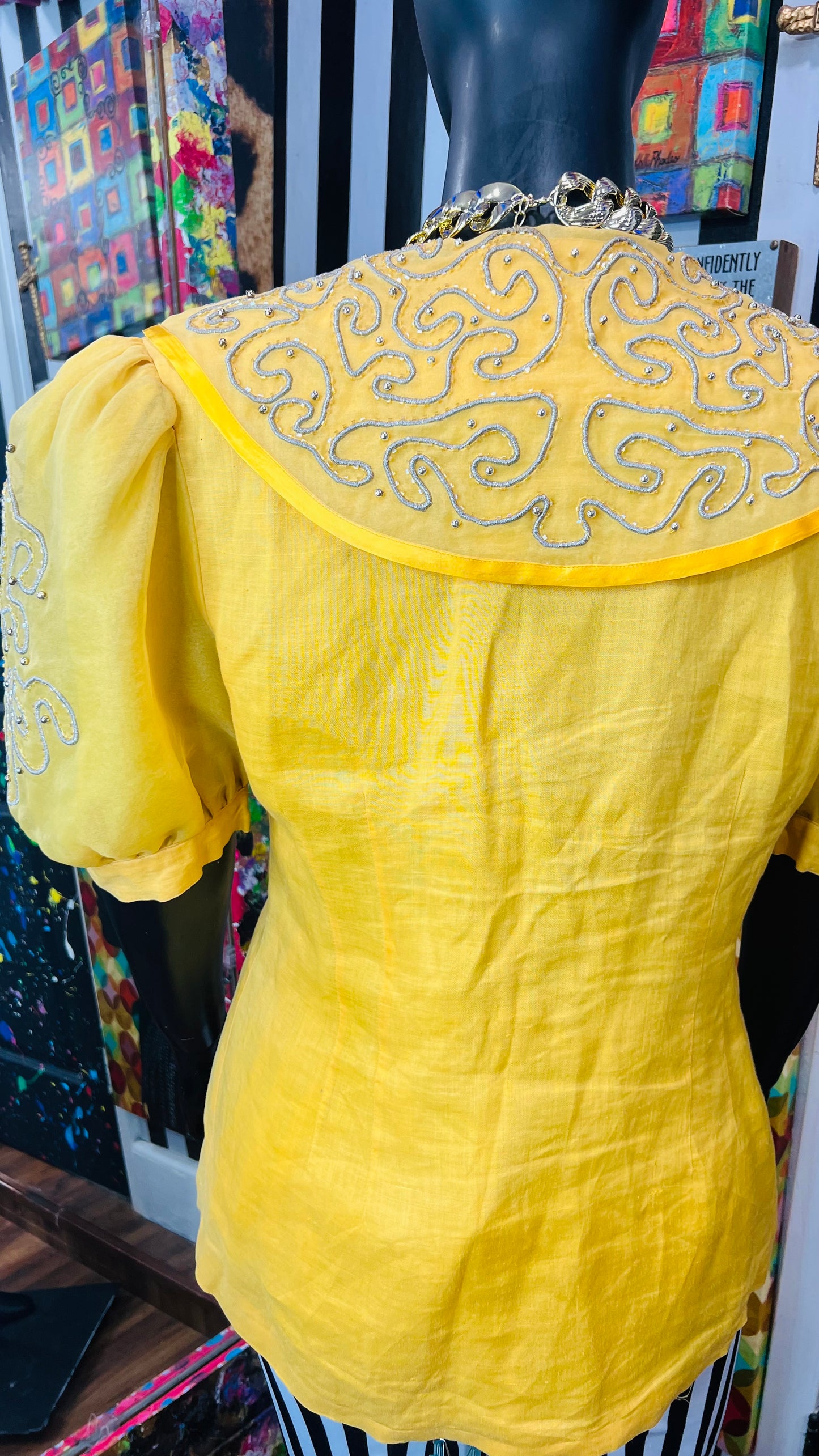 Vintage Yellow & Beaded Blouse (16)