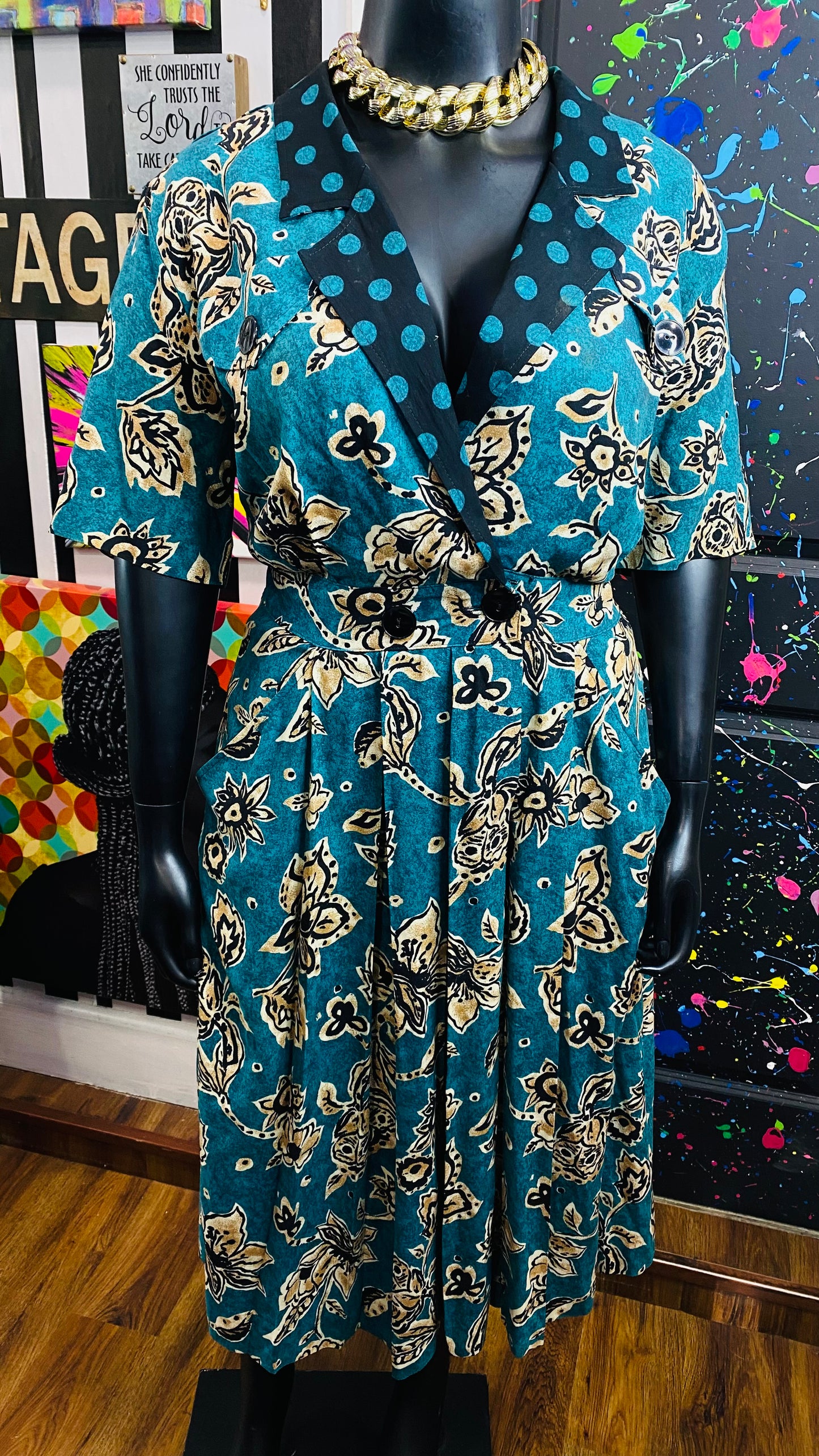 Vintage Mix Print Dress (20)