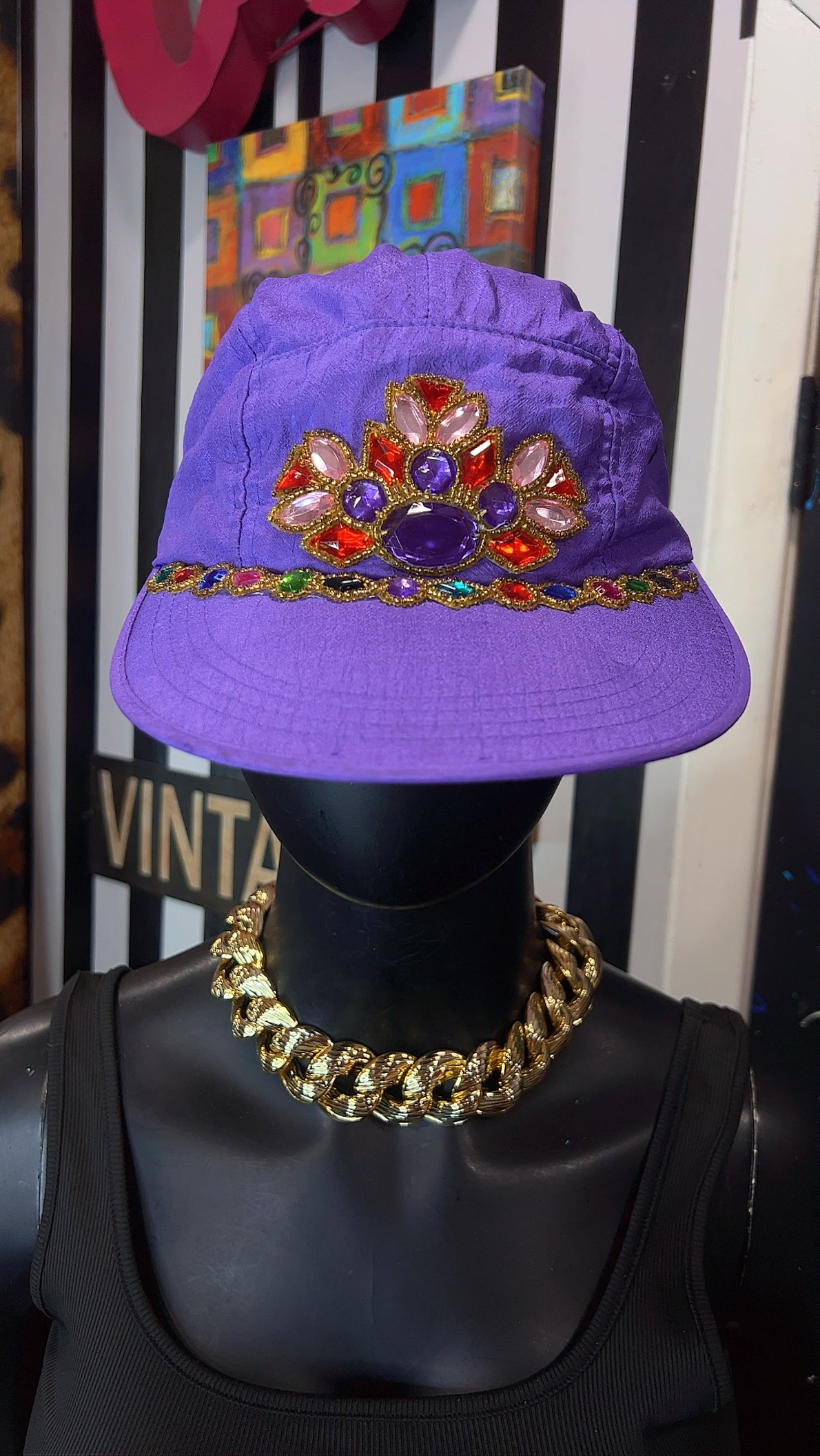 Vintage Purple Jeweled Ball Cap