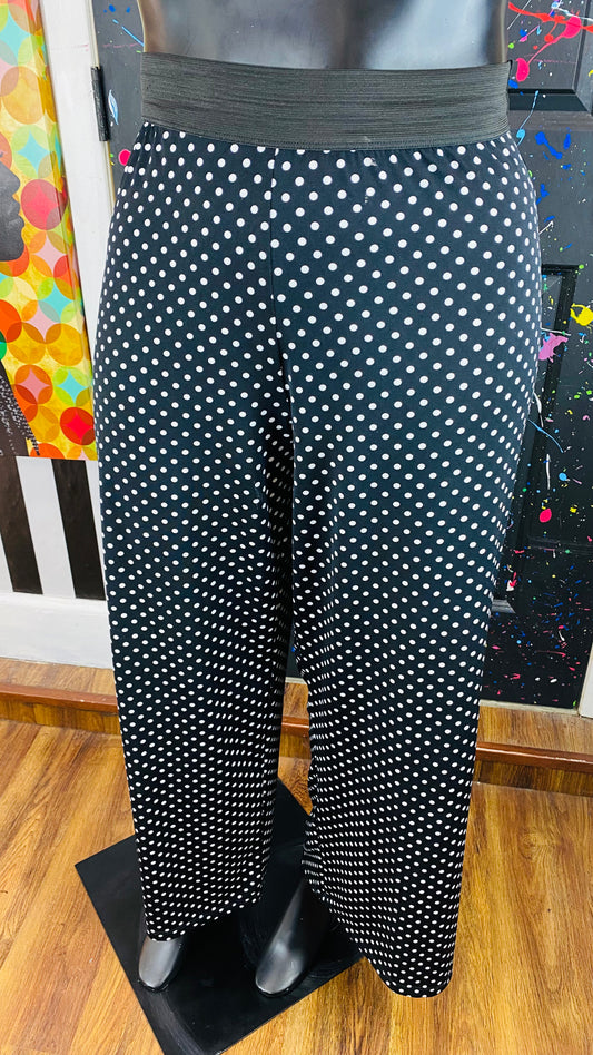 Lavish B&W Polkadot Print Stretch Pants