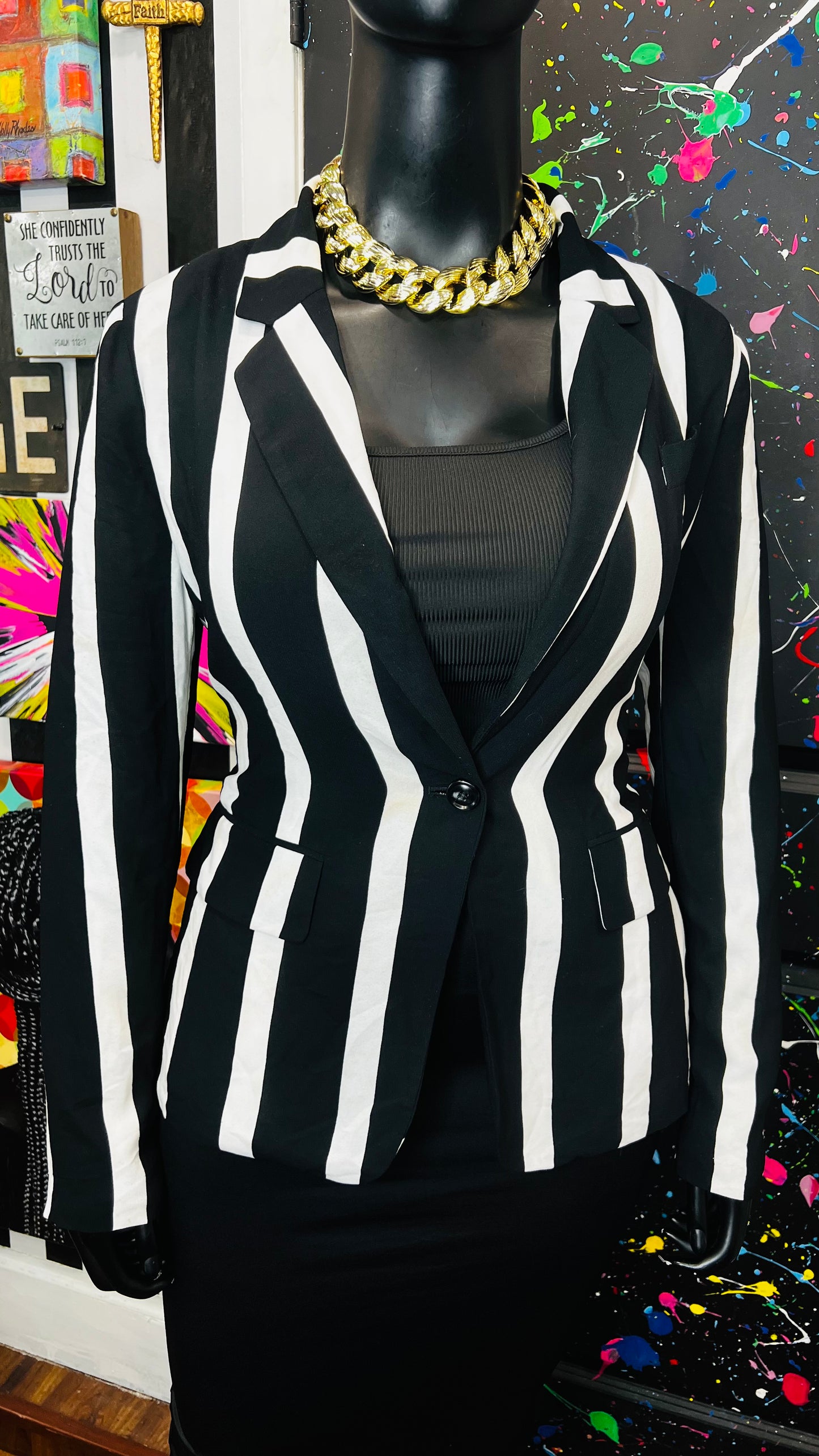 Striped Black & White Blazer (12)