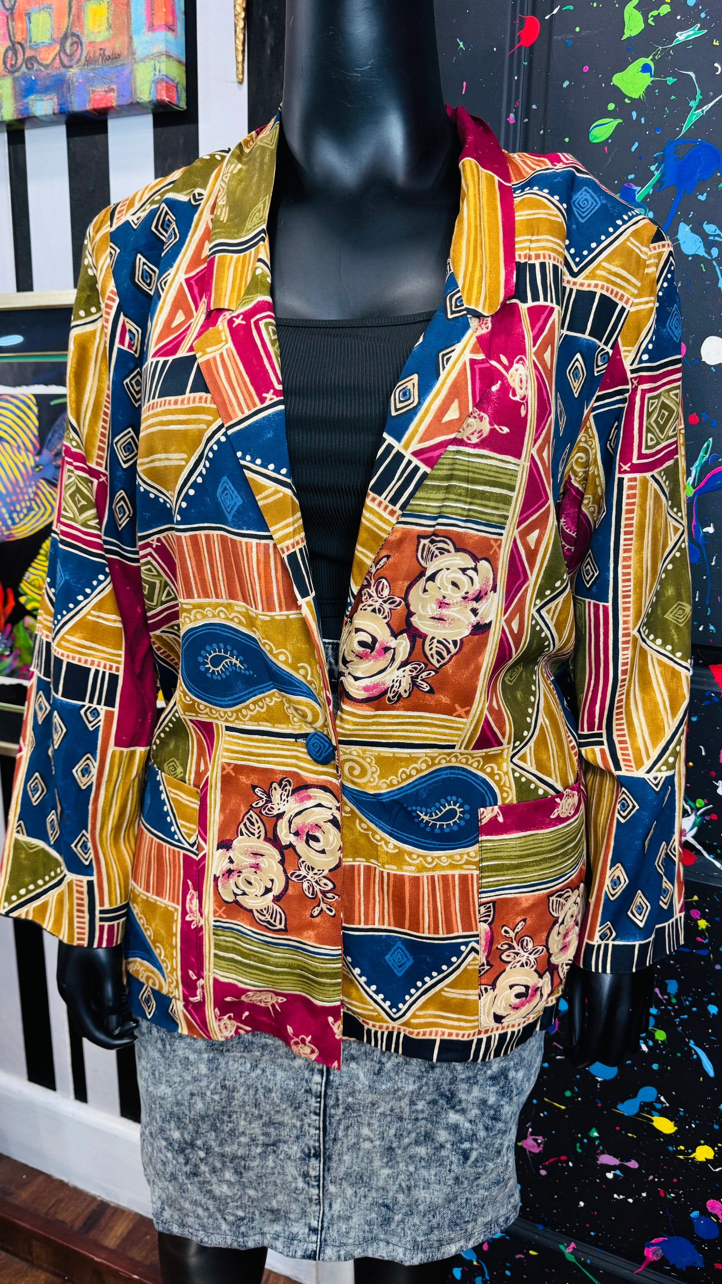 Vintage Rayon Abstract Blazer (16)