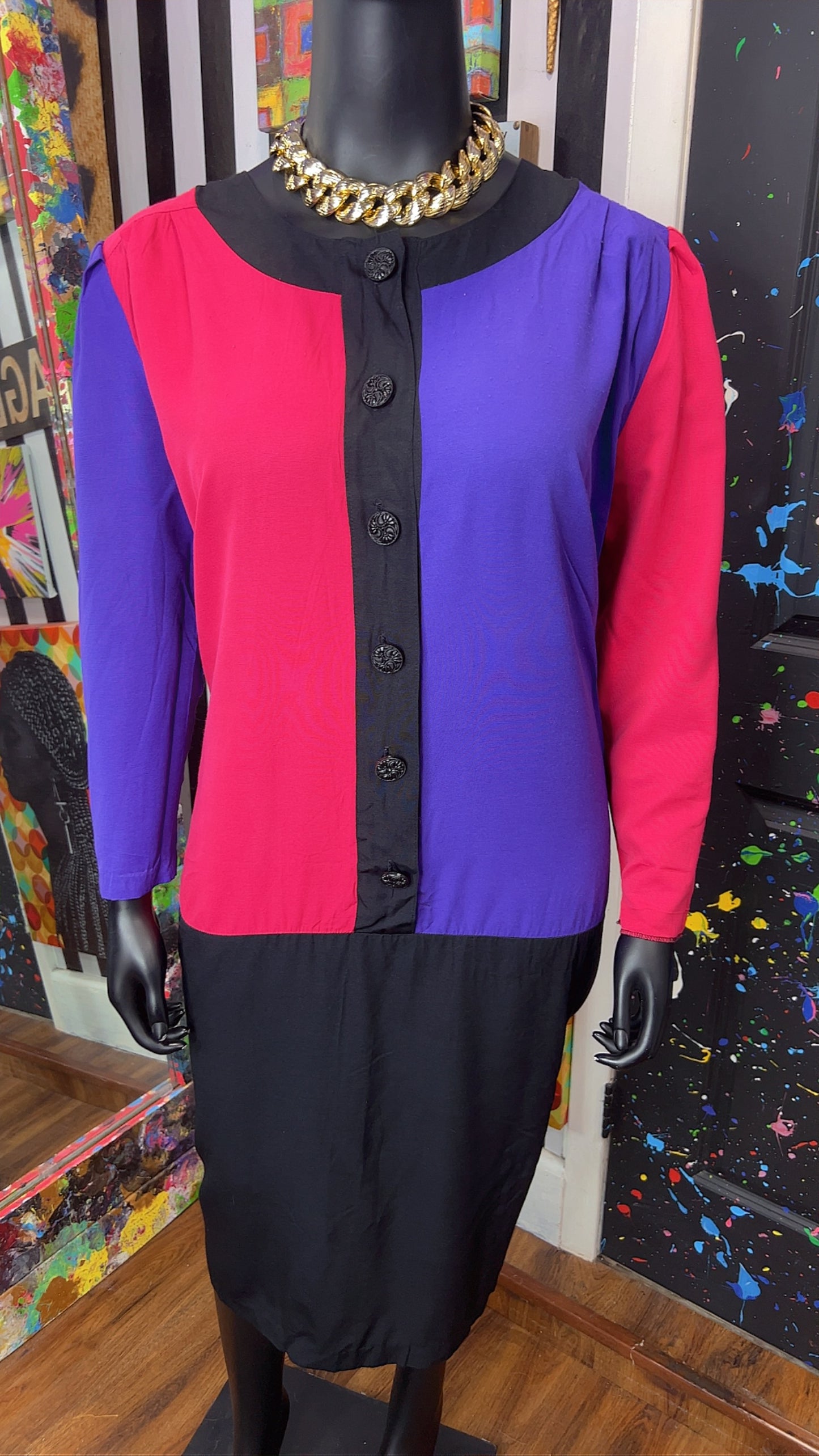 Vintage Color Block Dress (24)
